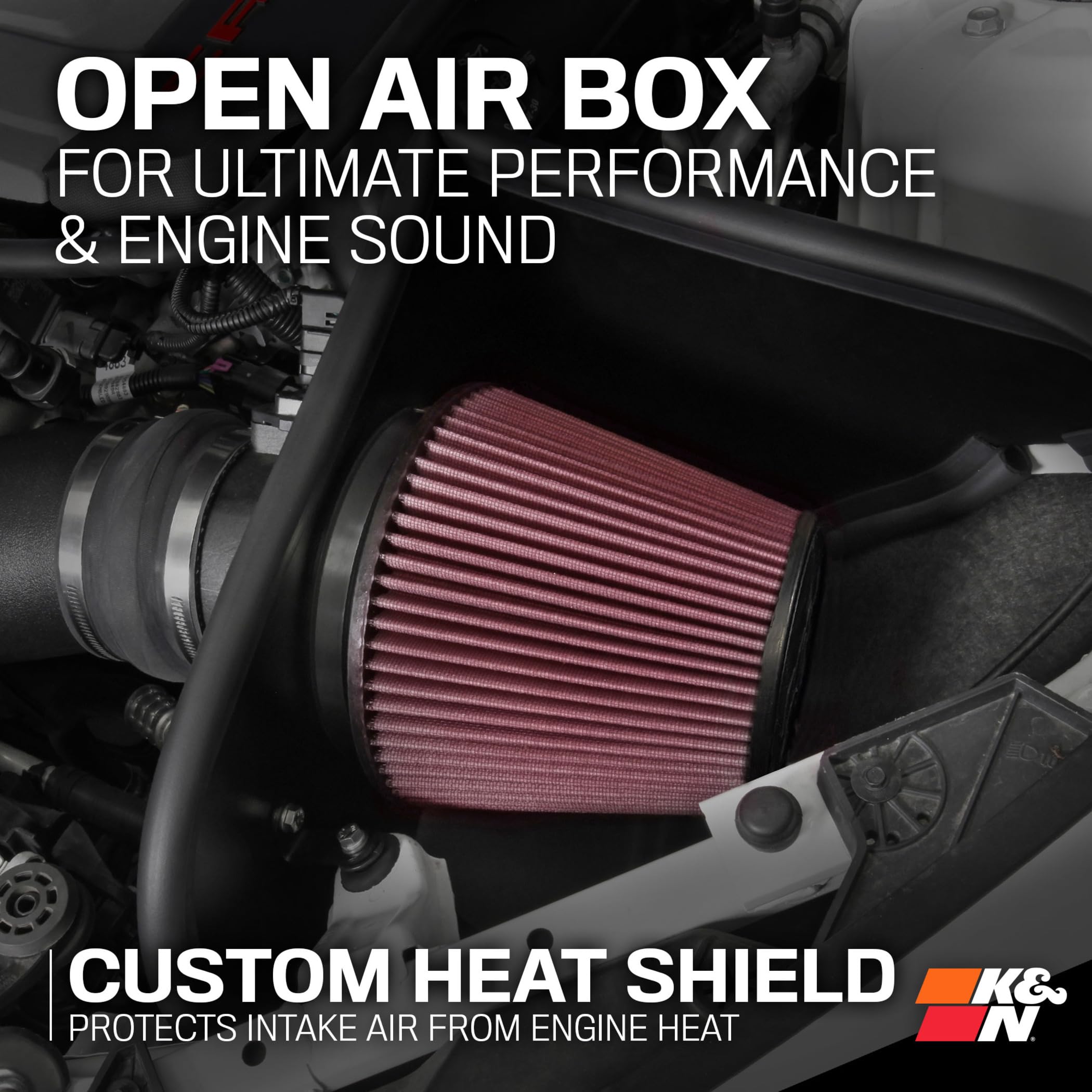 Cold Air Intake System K&N: High-Flow Air Filter, Increase Performance & Acceleration: Compatible with 2010-2015 Chevrolet: Camaro SS, 63-3074