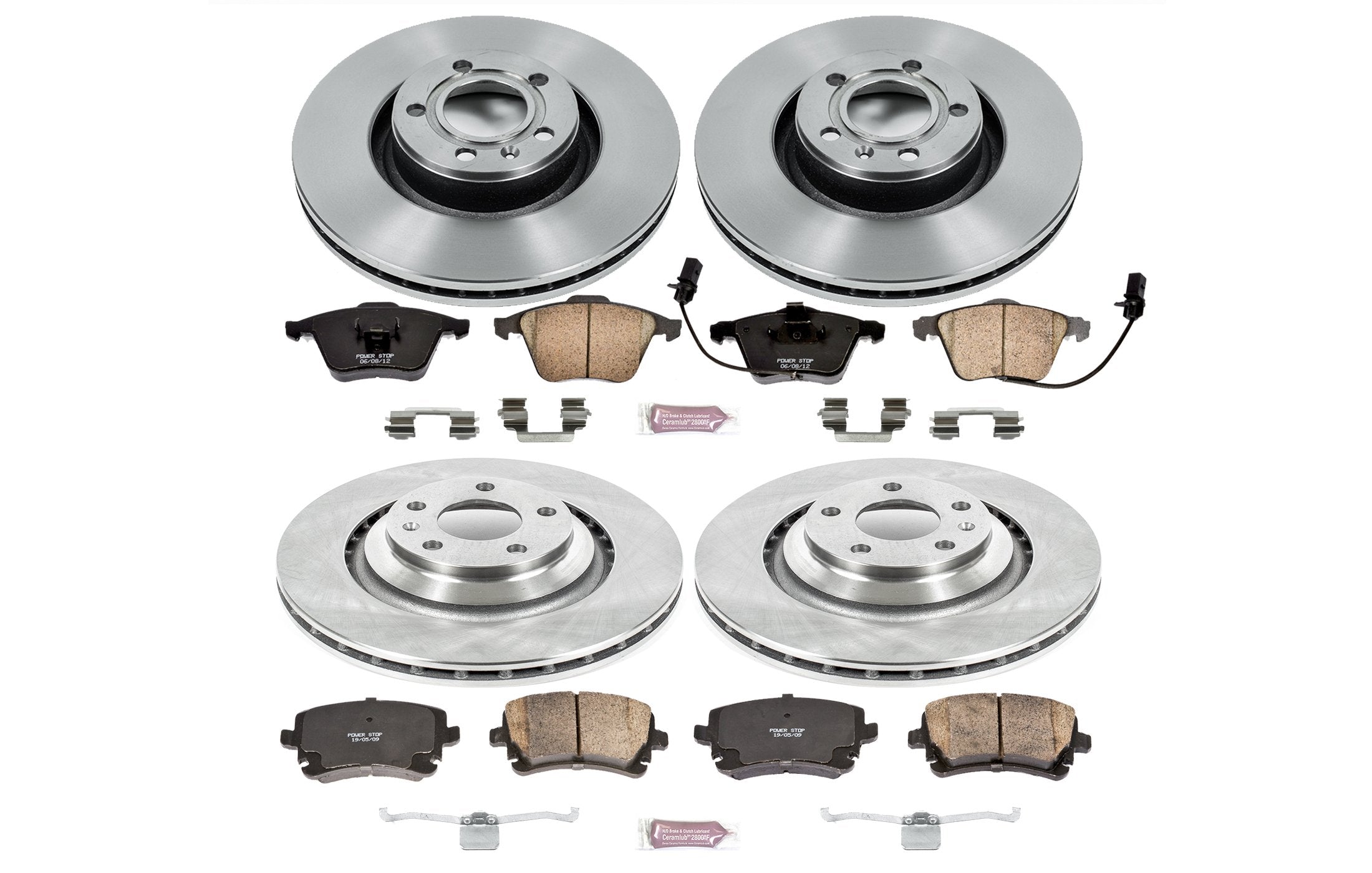 Power Stop Autospecialty KOE5355 Front and Rear Replacement Brake Kit-OE Brake Rotors & Ceramic Brake Pads