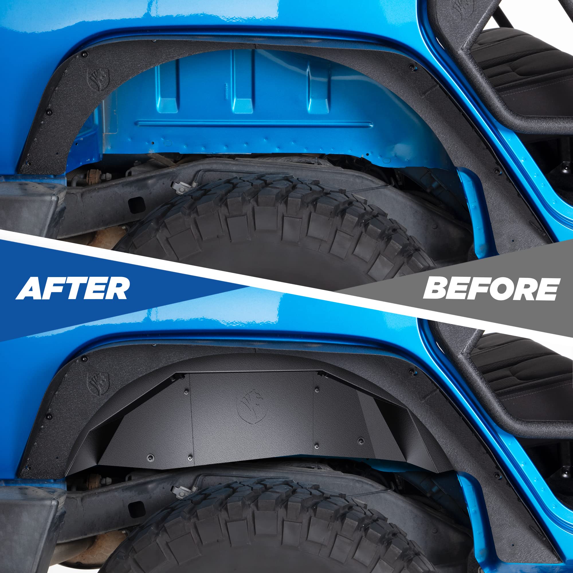 Tyger Auto Compatible Rear Inner Fender Liner with 2007-2018 Jeep Wrangler JK | Carbon Steel | Not for JL | TG-FL9J66028