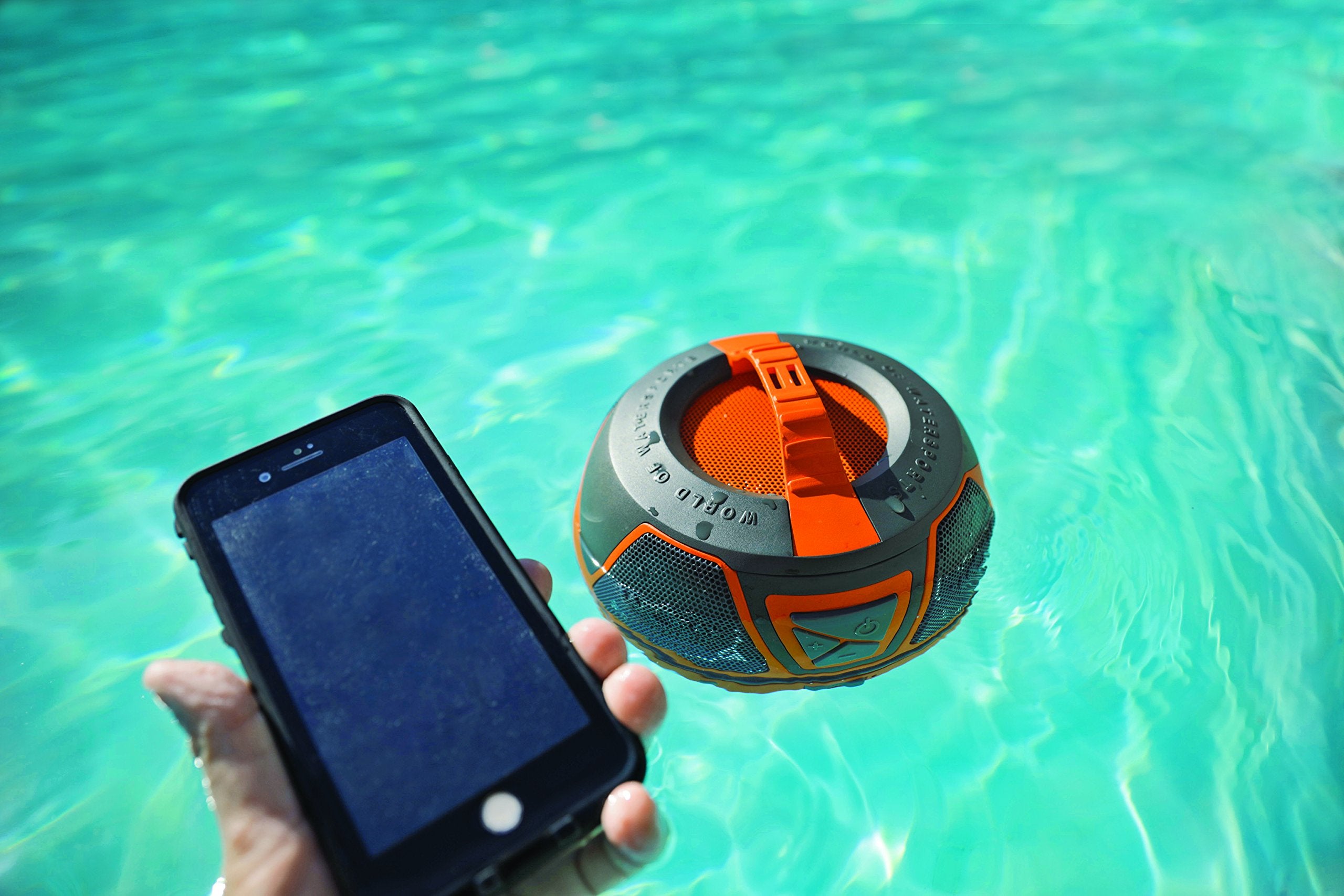 Wow World of Watersports 17-9000 Wow Sound, Bluetooth Floating Speaker, Waterproof, 50 Hour Battery, 360 Degree Sound, LED Light, Fits in A Cup Holder (Orange), 9 x 8.5"