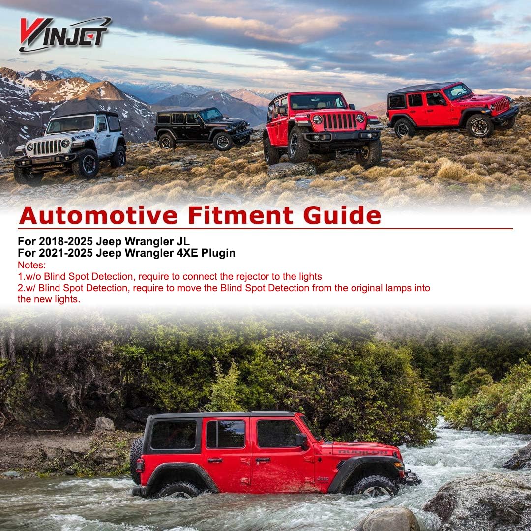 LED Tail Lights Winjet Compatible with Jeep [2018-2025 Jeep Wrangler JL] & [2021-2025 Jeep Wrangler 4XE Plugin] LED Sequential Tail Lights (Red)