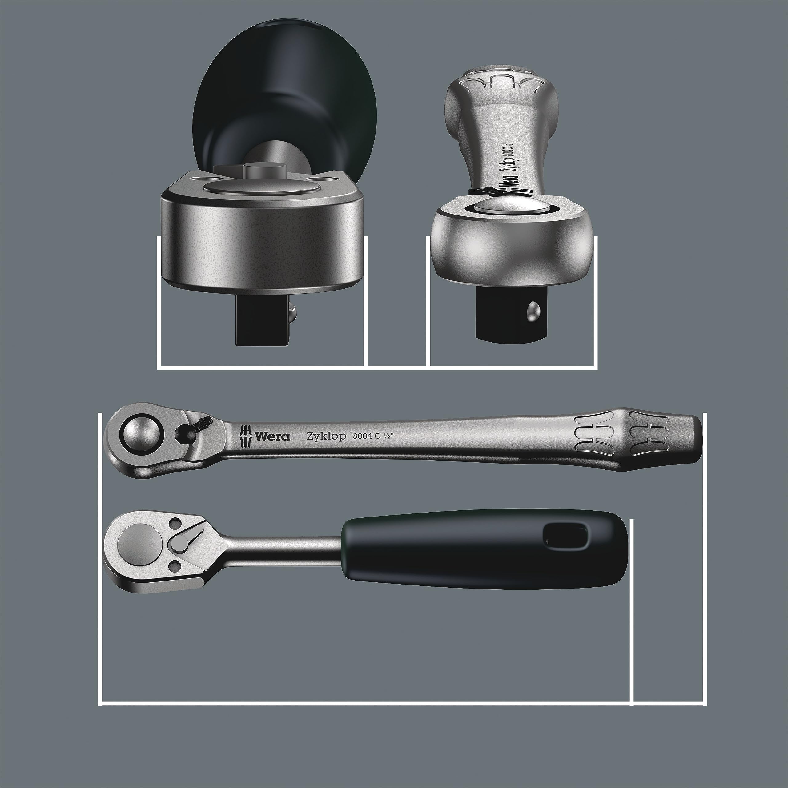 Wera - 05004064001 4013288174062 8004 C Zyklop Full Metal Ratchet with Switch Lever, 1/2" Drive