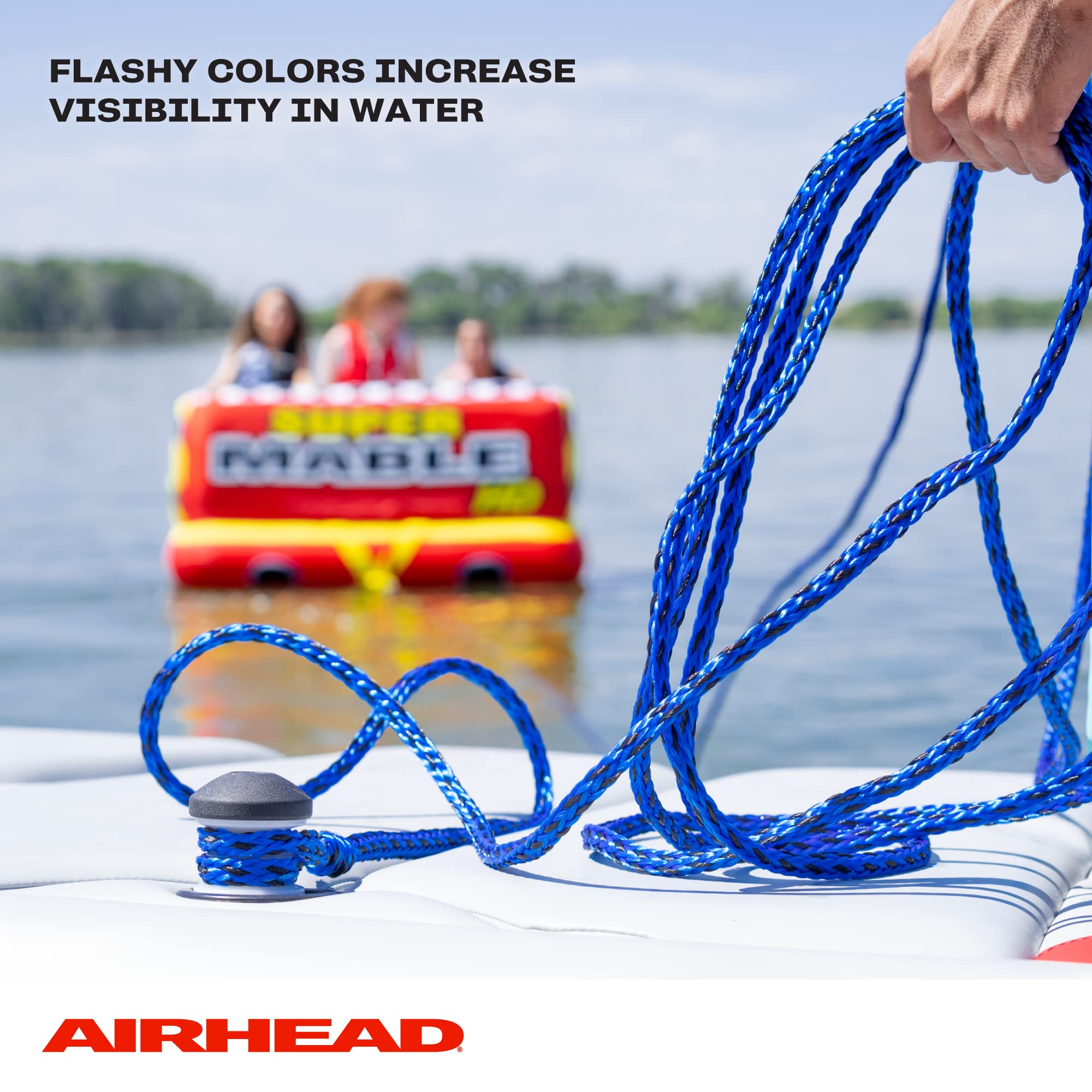 Tow Rope Airhead for 1 Rider Towable Tubes, 1 Section, 50-Feet, Yellow