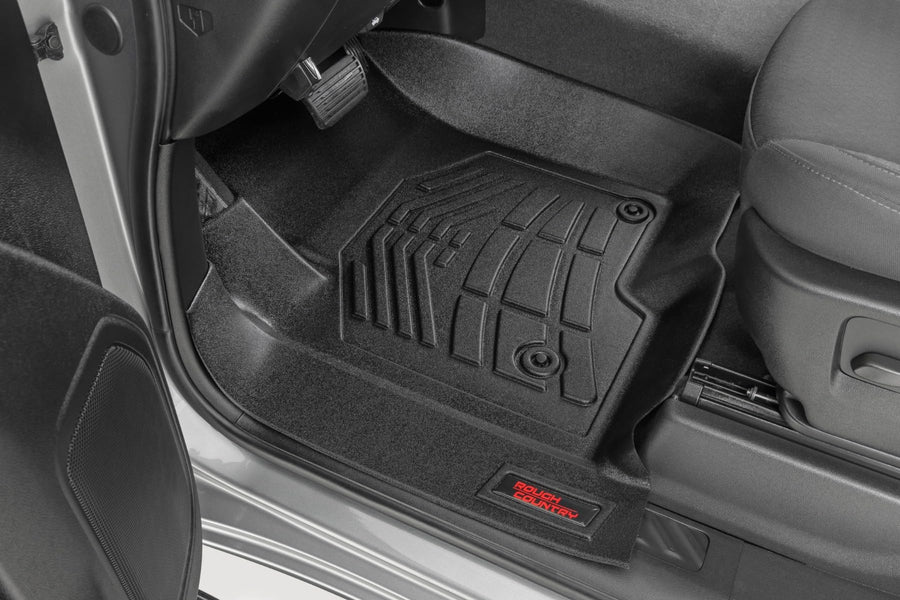 Sure-Fit Rough Country Front Floor Mats for Chevy Silverado & GMC Sierra 1500/2500HD/3500HD (2019-2025) Crew Cab with Bucket Seats, Front Set