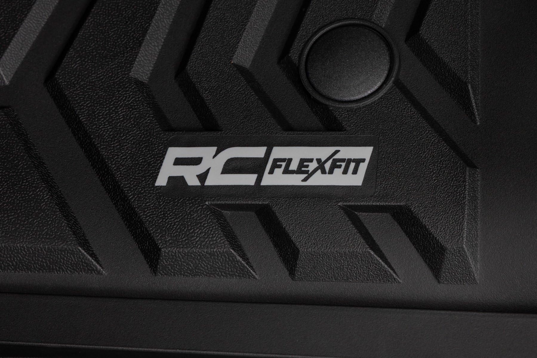 Flex-Fit Rough Country Floor Mats for Ford F-250/350 Super Duty (2017-2025) Crew Cab - Front & Rear Set, Custom All-Weather Non-Slip TPE Liners w/Spill Saver Lip