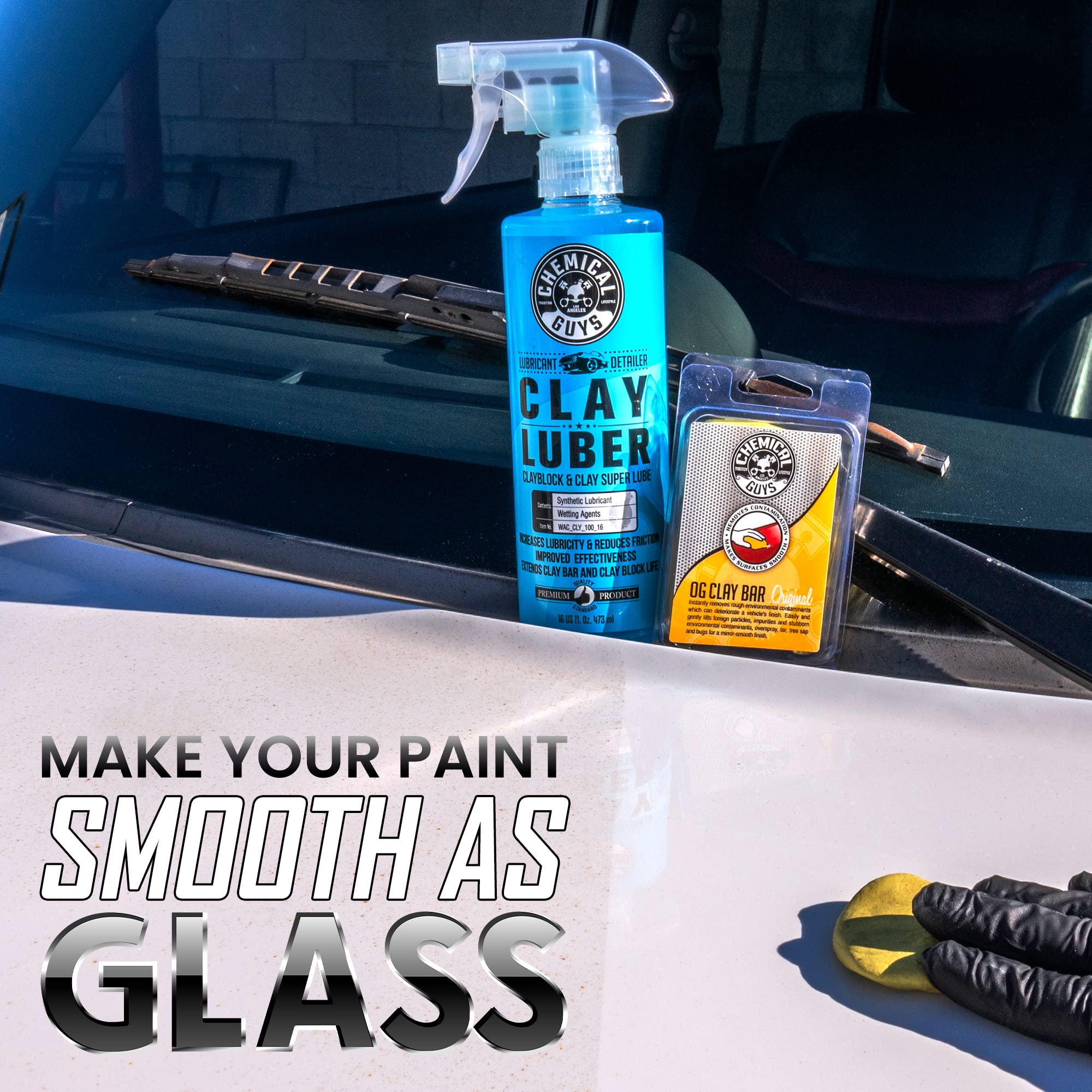 Clay Bar Kit Chemical Guys - Complete System - Clay Bar and Luber Combo with Accessories for Smooth Paint Finish - Removes Embedded Dirt, Overspray, and Fallout - 6 Item Kit