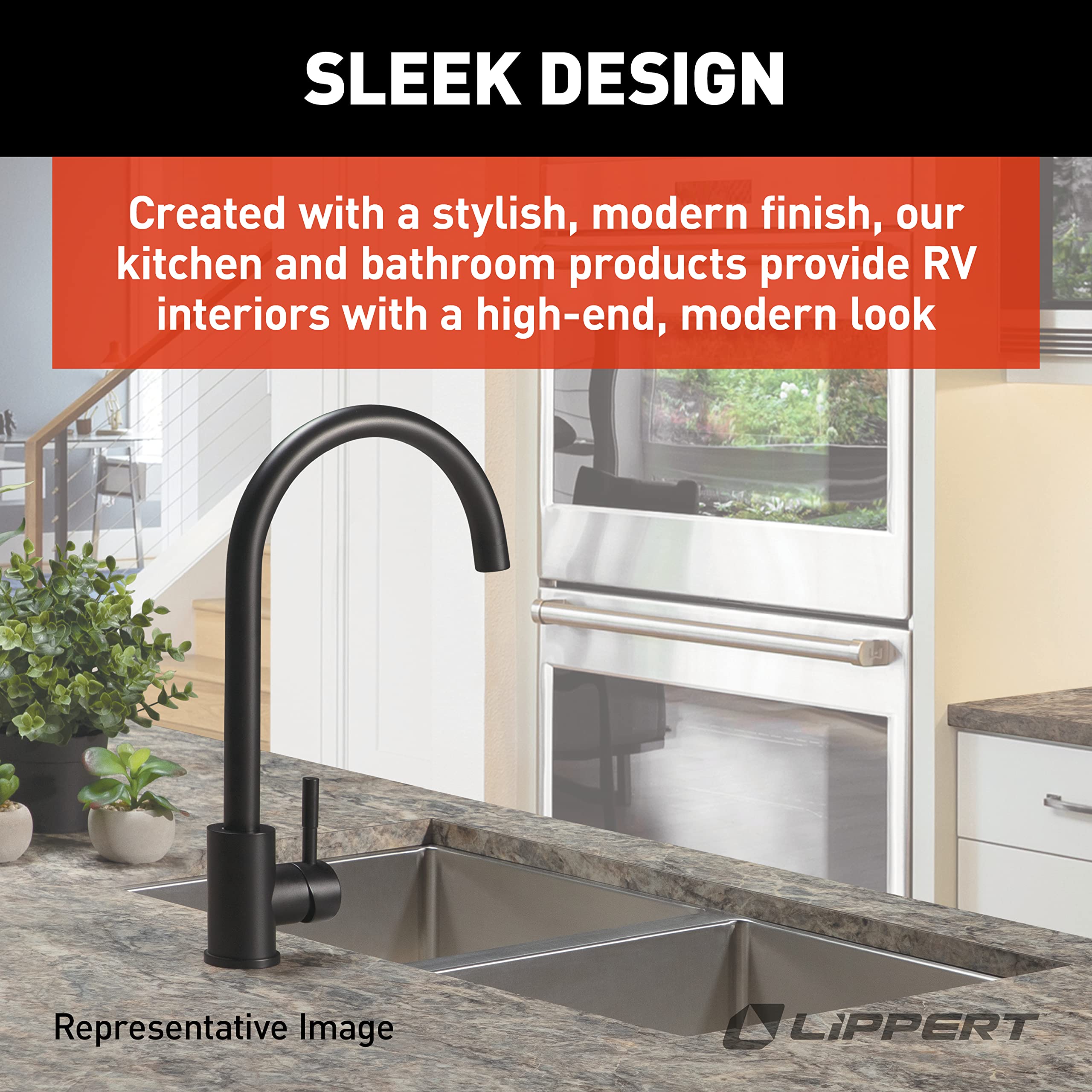 Lippert Curved Flow Max Gooseneck Kitchen Faucet for RVs and Residential