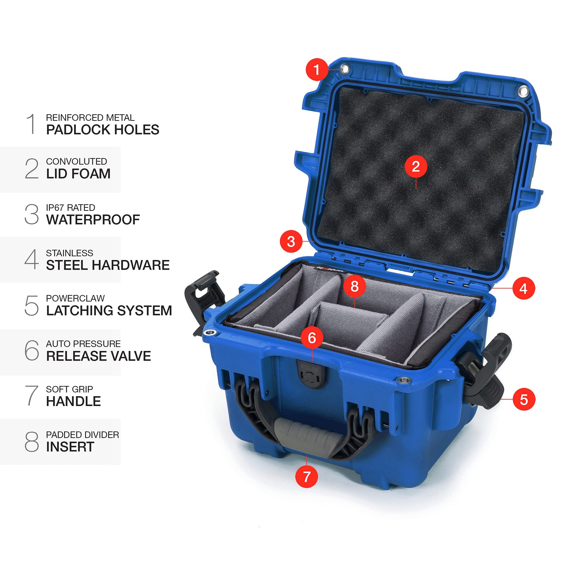 Blue Nanuk 908 Waterproof Hard Case with Padded Divider