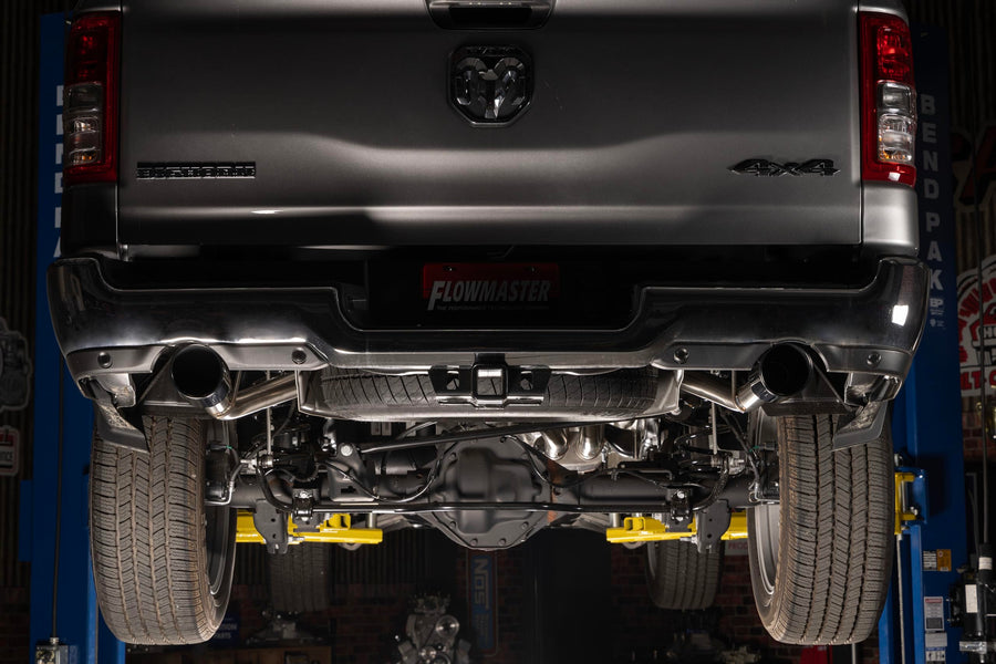 Flowmaster Signature Series 737889 Exhaust Kit 3 Inch 304 Stainless Steel 4.5 Inch Black Chrome Tips Compatible with 2019-2024 RAM 1500 New Body 5.7L with Factory Dual Exhaust 2 & 4WD All Wheelbases