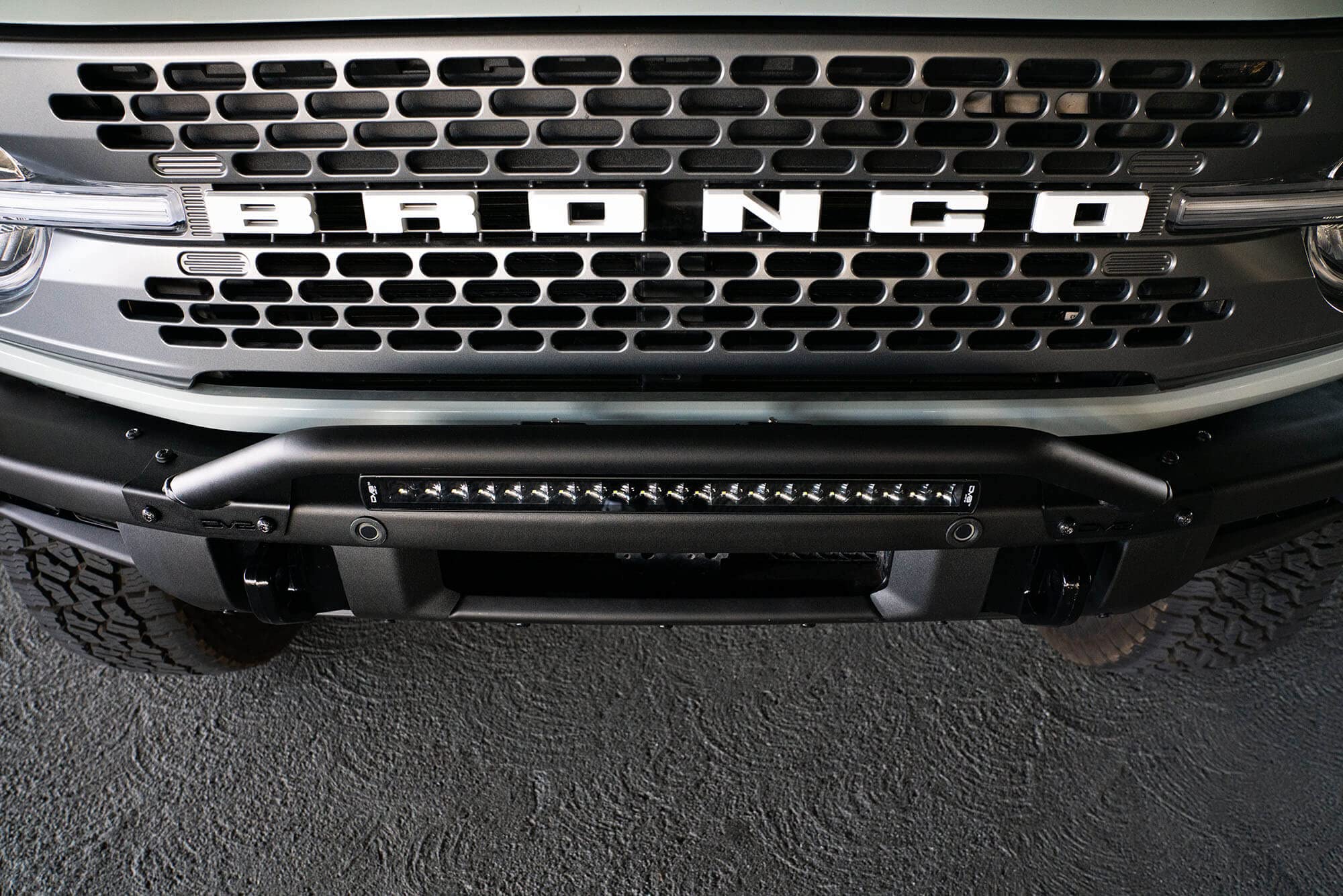 Offroad DV8 Factory Steel Bumper Bull Bar for 2021-2025 Ford Bronco | Low-Profile Design | 2 Adjustable LED Light Mounts | No Drill Installation