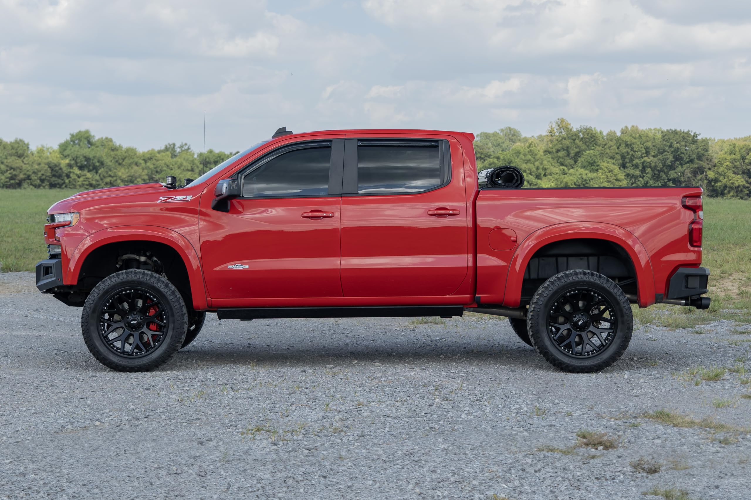 Rough Country Window Rain Guards in-Channel for Chevy Silverado & GMC Sierra 1500/2500HD/3500HD Crew Cab (2019-2025) - Low Profile Window Visors, 4-Pc Rain Guard for Trucks