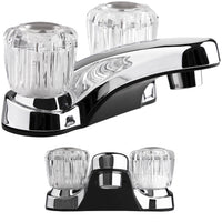 Dura Faucet RV Bathroom Sink Faucet DF-PL700A-CP with Clear Acrylic Knobs - 2-Handle (Chrome)
