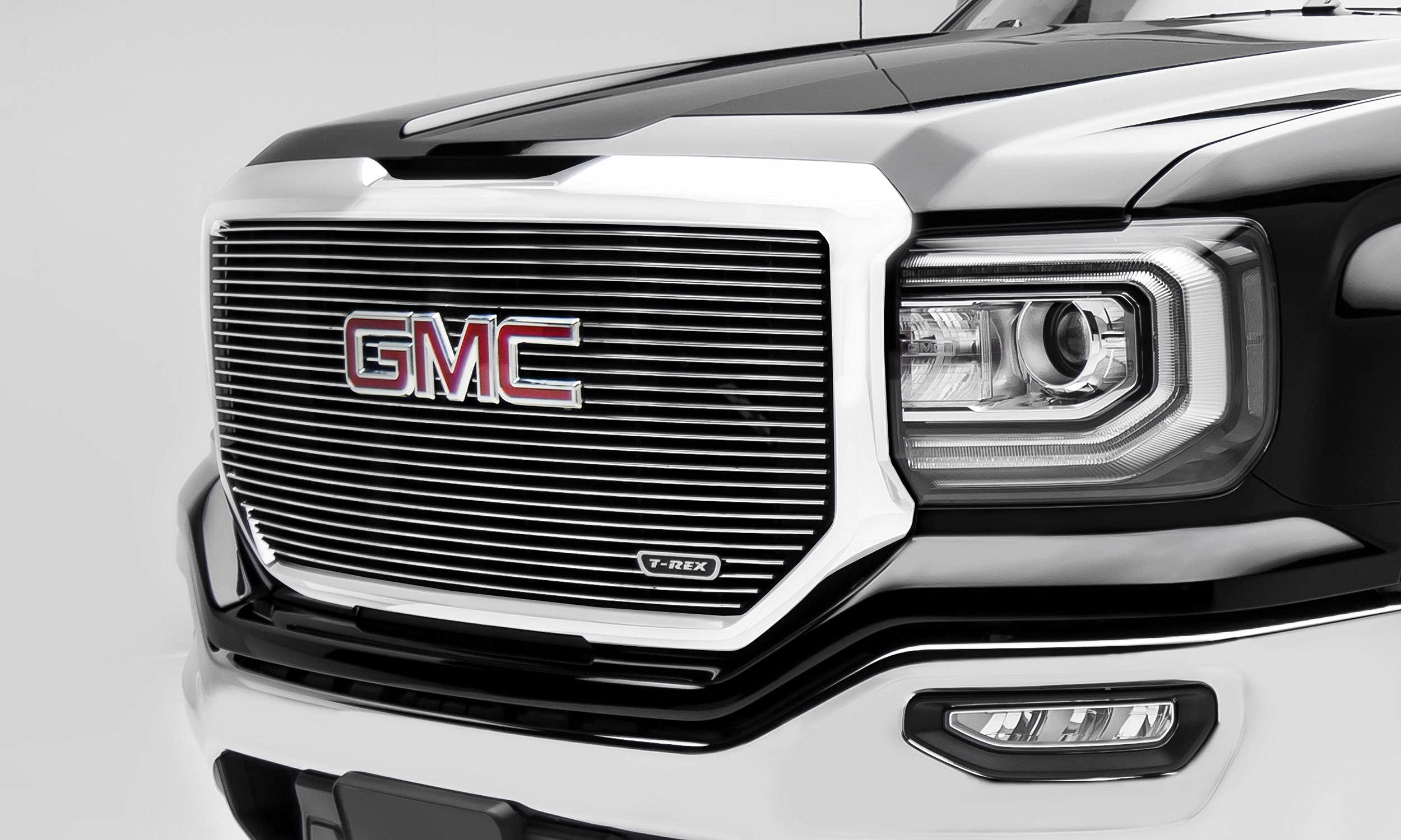2016-2018 Sierra 1500 T-Rex Grilles Laser Billet Grille, Polished, 1 Pc, Insert, with Logo Cutout - PN #6202130