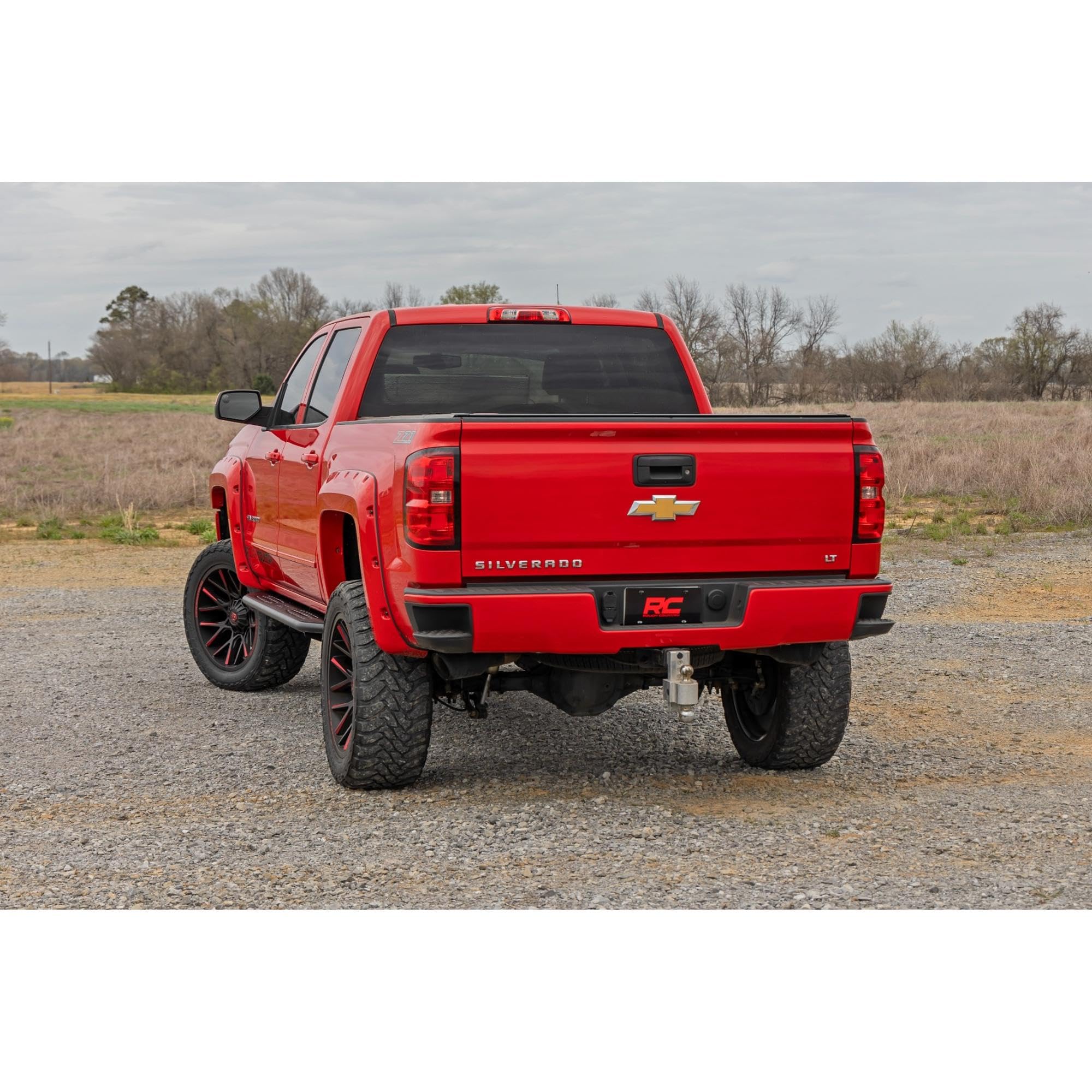 Rough Country Running Boards OV2 for Chevy Silverado & GMC Sierra 1500/2500HD/3500HD (2007-2019) Crew Cab - Contoured Side Step Bars, Easy Bolt-On Install