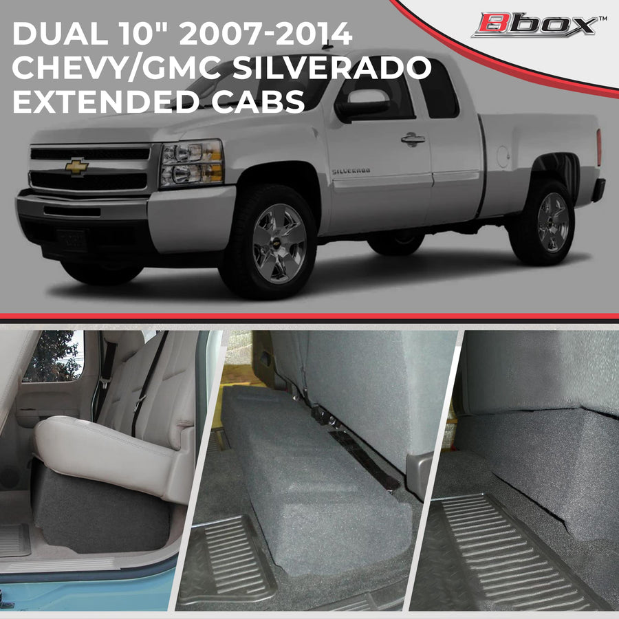 Bbox Dual 10" Sealed Carpeted Subwoofer Enclosure A142-10CP - Fits 2007 - 2014 Chevrolet / GMC Silverado / Sierra Extended Cab, Charcoal