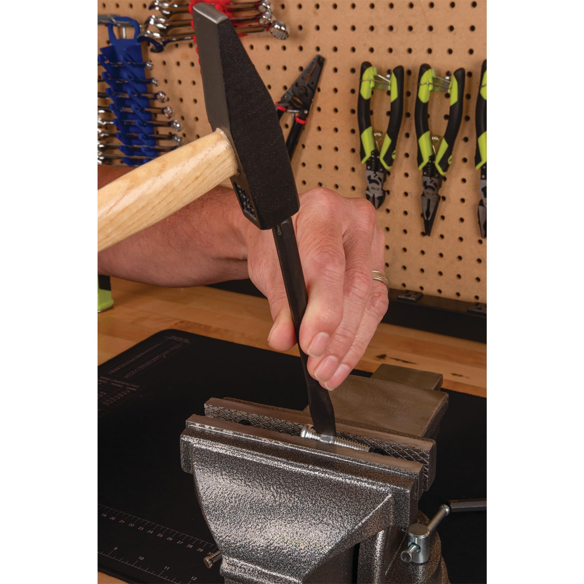 8 Pc. Hammer and Punch Set Performance Tool M7046 - Includes Machinist's Hammer, Pin Punch, Tapered Punch, Carbon Steel, Black