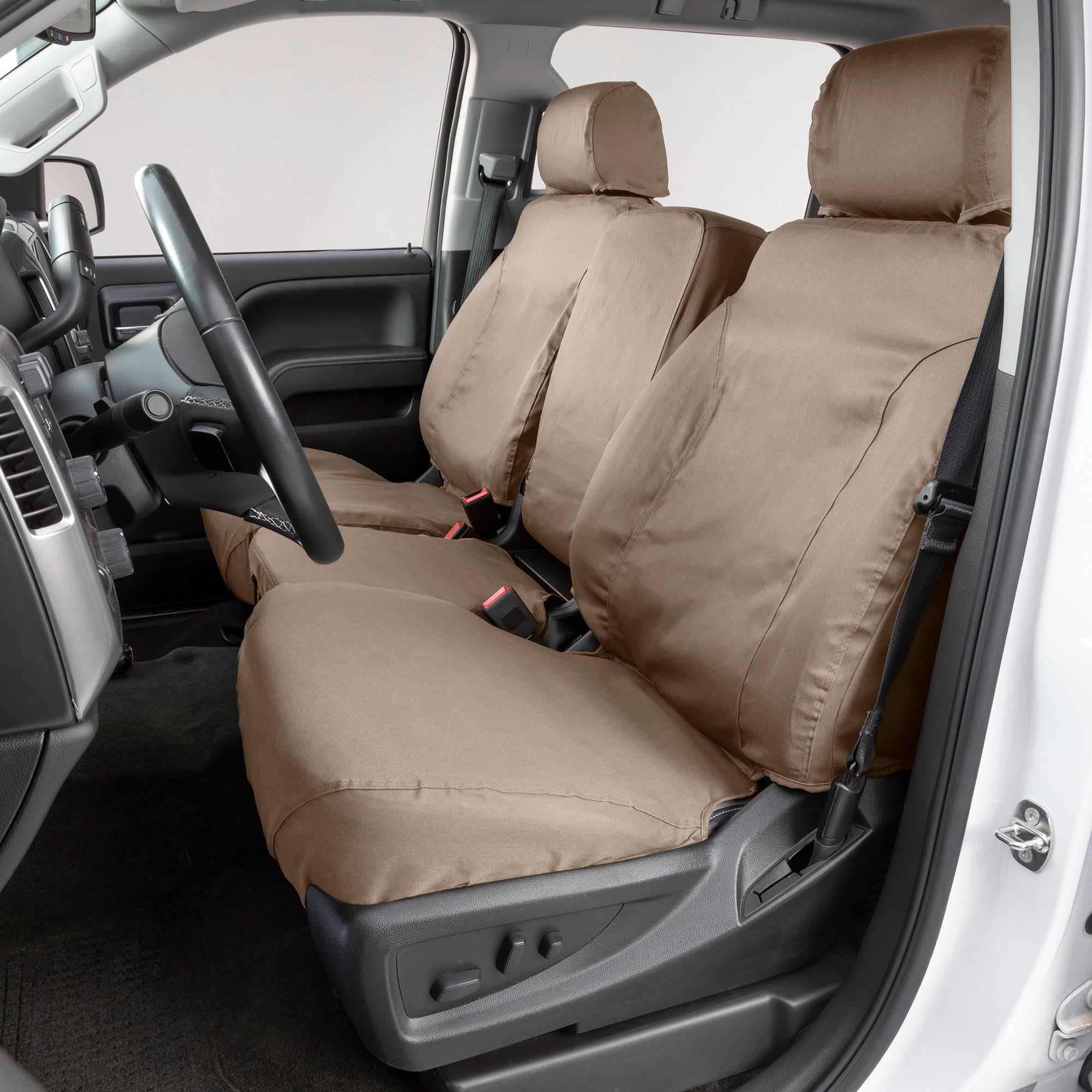 Covercraft Custom Seat Covers Polycotton | Fits 2023-2025 Honda Pilot | 2nd Row 40/20/40 Bench Seat, Taupe