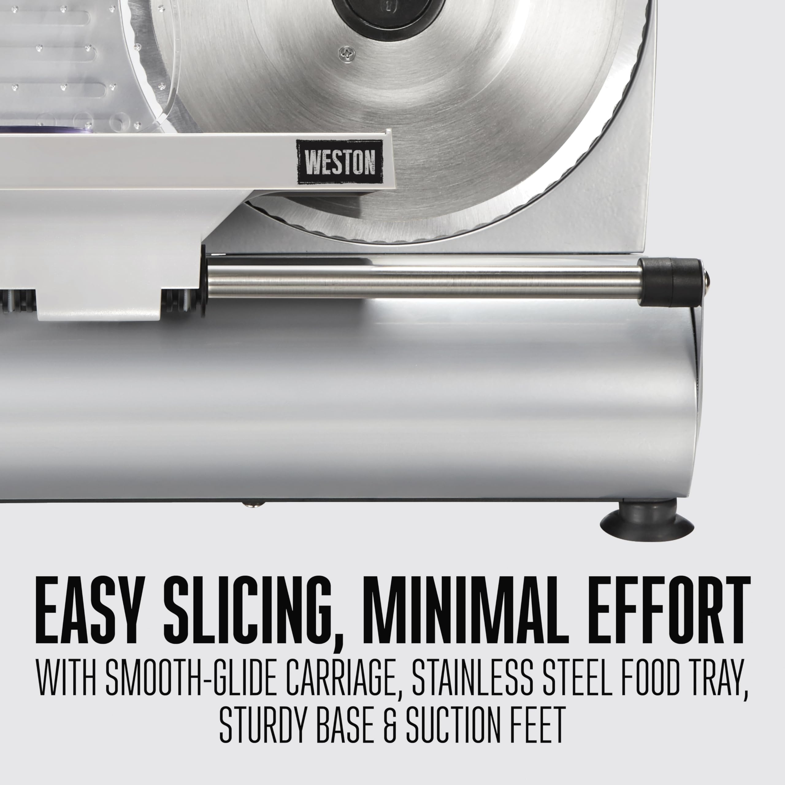 Electric Weston Meat Cutting Machine, Deli & Food Slicer, Adjustable Slice Thickness, Non-Slip Suction Feet, Removable 9” Stainless Steel Blade, Easy to Clean
