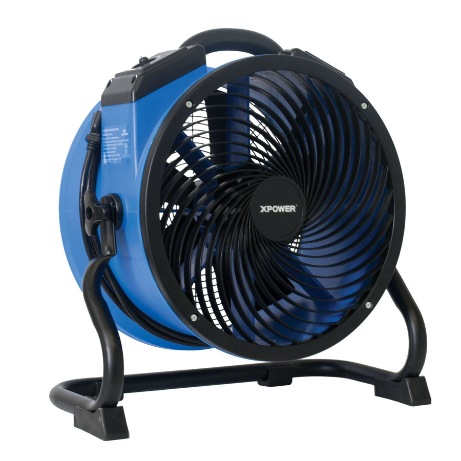 Heavy Duty XPOWER FC-300 High Velocity Whole Room Air Mover Air Circulator Utility Shop Floor Fan, Variable Speed, Timer, 14 inch, 2100 CFM, Black, Blue