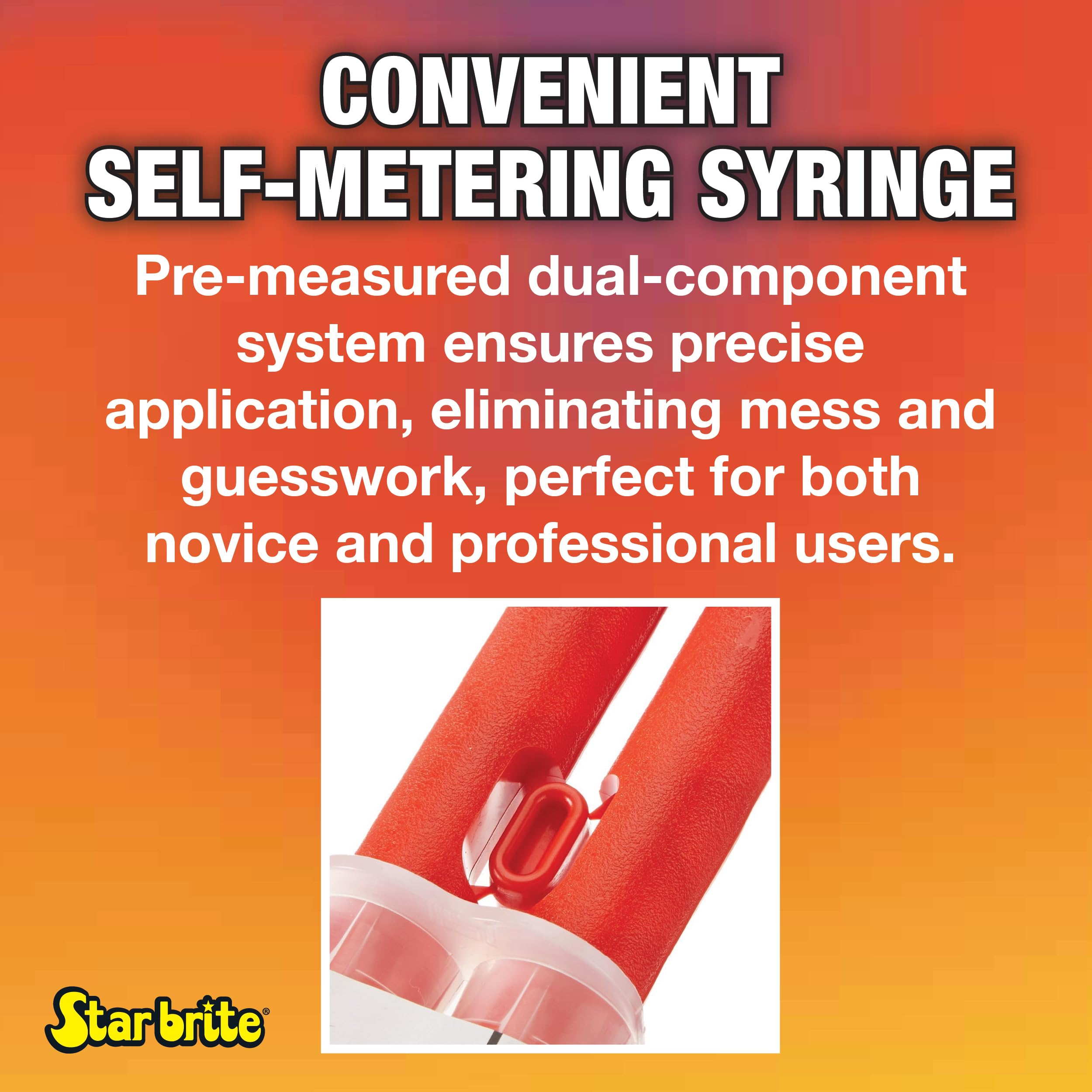 Crystal Clear STAR BRITE Epoxy Syringe – Self-Metering, Multi-Surface Adhesive for Fiberglass, Plastic, Glass, Metal, and More (093401)