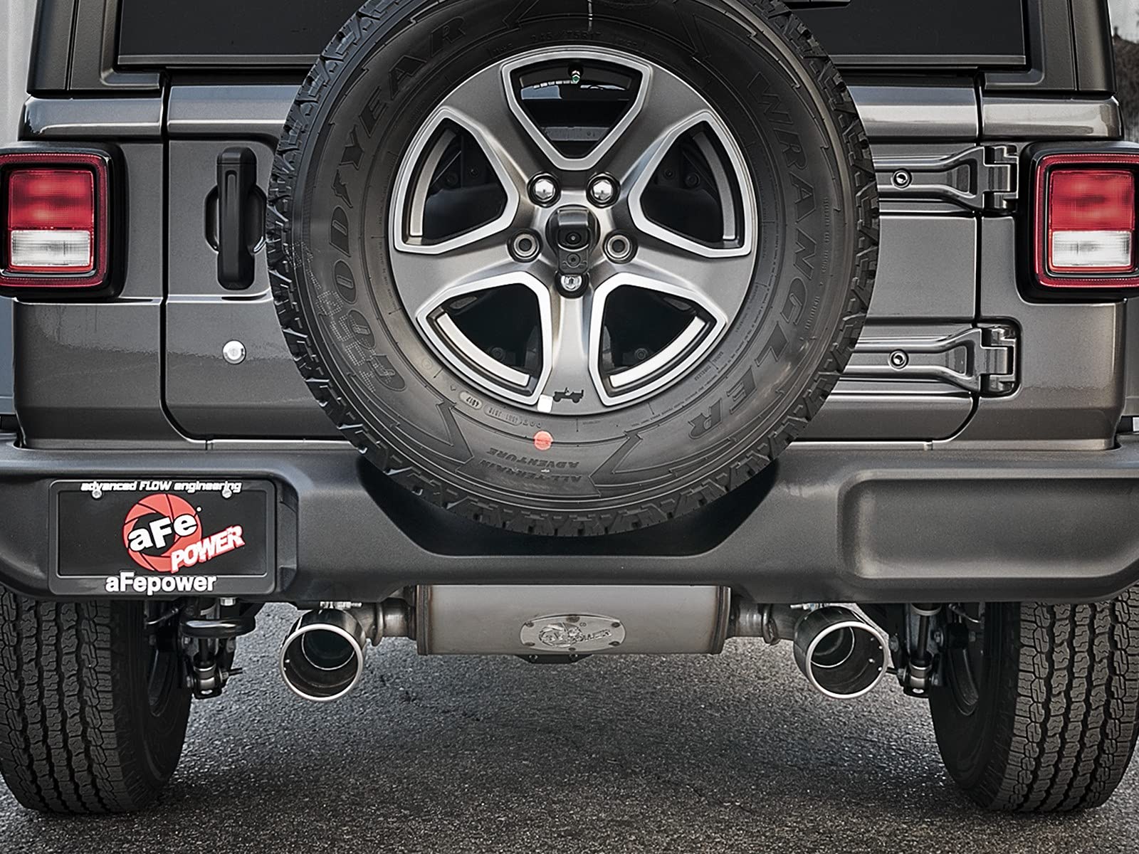 Rebel Series aFe Power 49-48096-P 3 IN to 2-1/2 IN 409 Stainless Steel Cat-Back Exhaust w/Polished Tip, fits Jeep Wrangler (JL) 18-21 L4-2.0L (t)