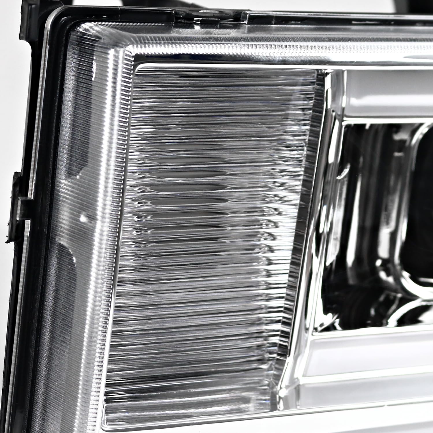 Chrome LED Bar Projector Headlights SPEC-D TUNING Compatible with 2007-2013 GMC Sierra Models 1500 1500HD 2500HD 3500HD, Left + Right Pair Headlamps Assembly