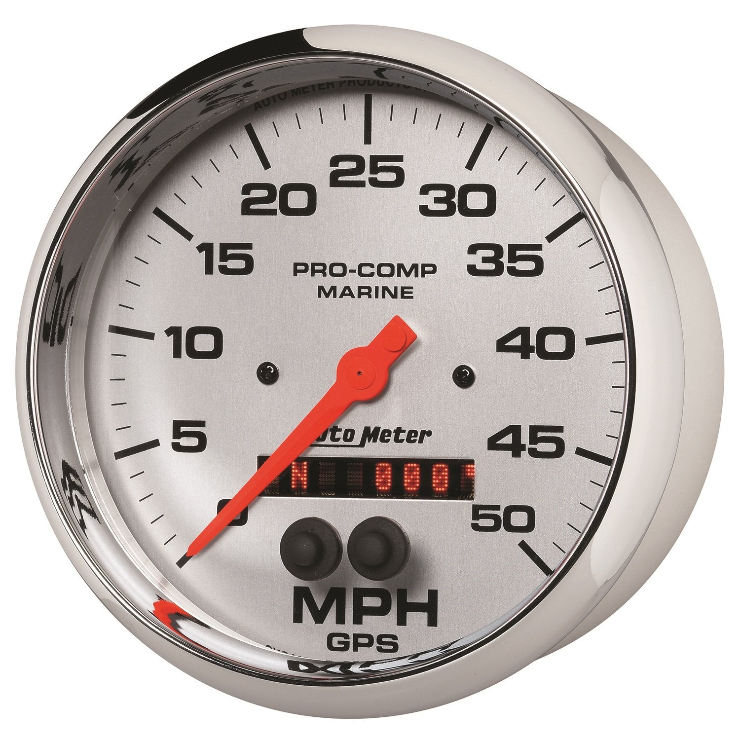 Gauge AutoMeter Speedometer 200644-35 (Marine Chrome Ultra-Lite 5", 50Mph, GPS, Marine Chrome)
