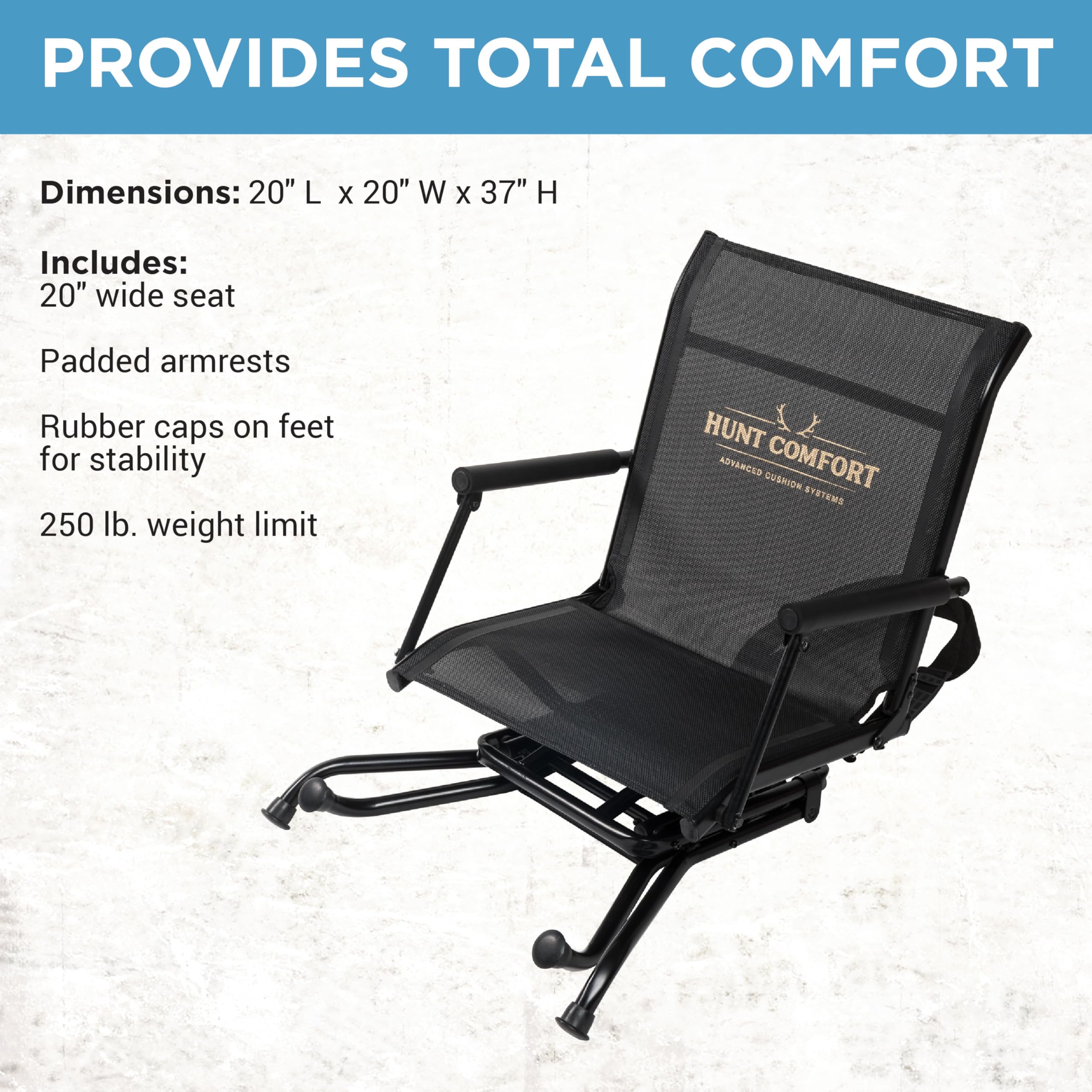Comfort Hunt Mesh Lite Portable Hunting Chair with 360 Degree Swivel and Carry Strap, Black