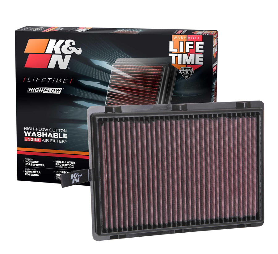 High-Flow K&N Original Lifetime Engine Air Filter: Increase Power: Premium, Washable: Compatible with 2015-2025 HYUNDAI/KIA: Palisade, Santa Fe, Carnival, Sedona, Sorento, Telluride, 33-5075
