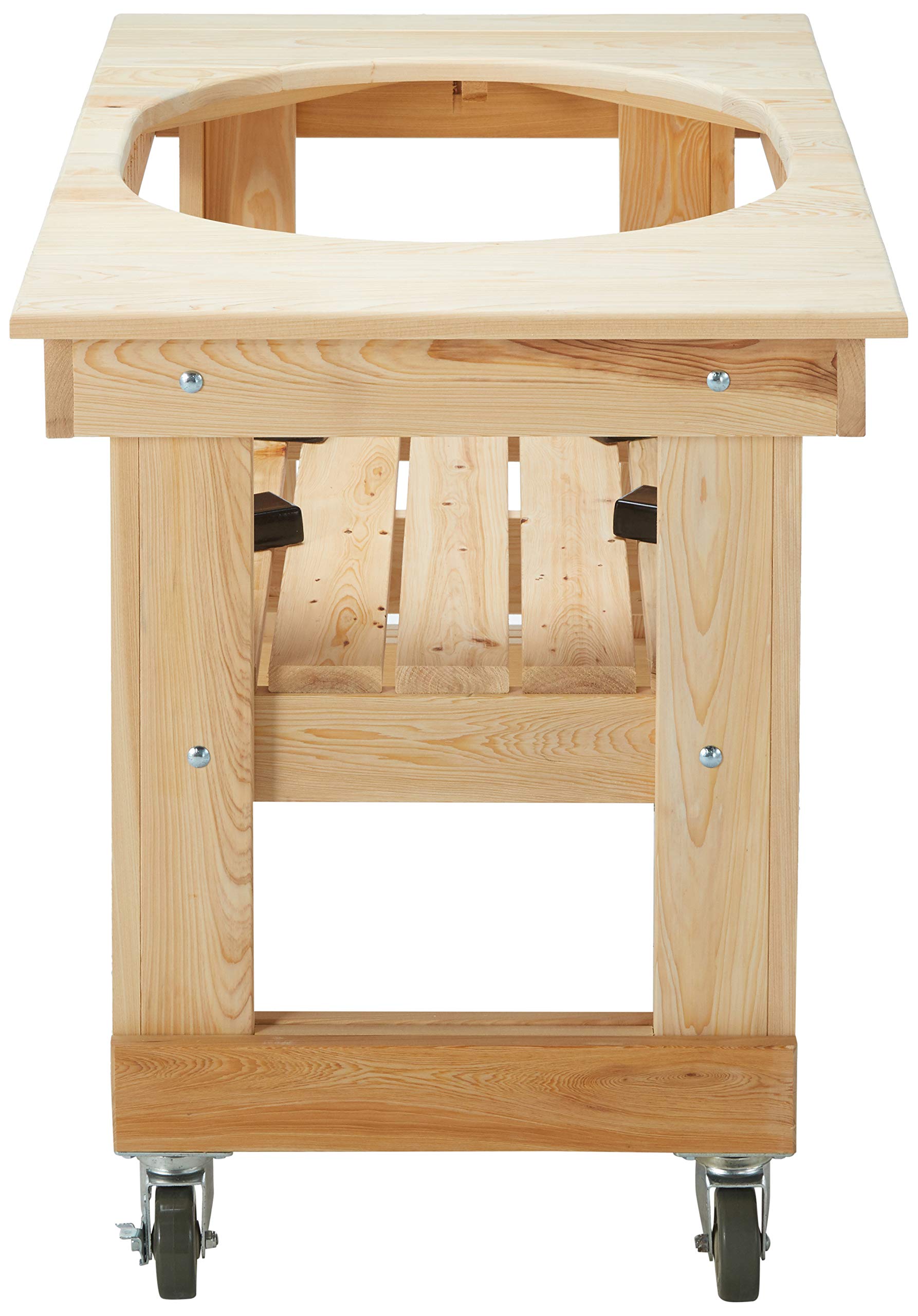 Primo Compact 602 Cypress Wood Table for Primo Oval XL Grill, 4 Wheels