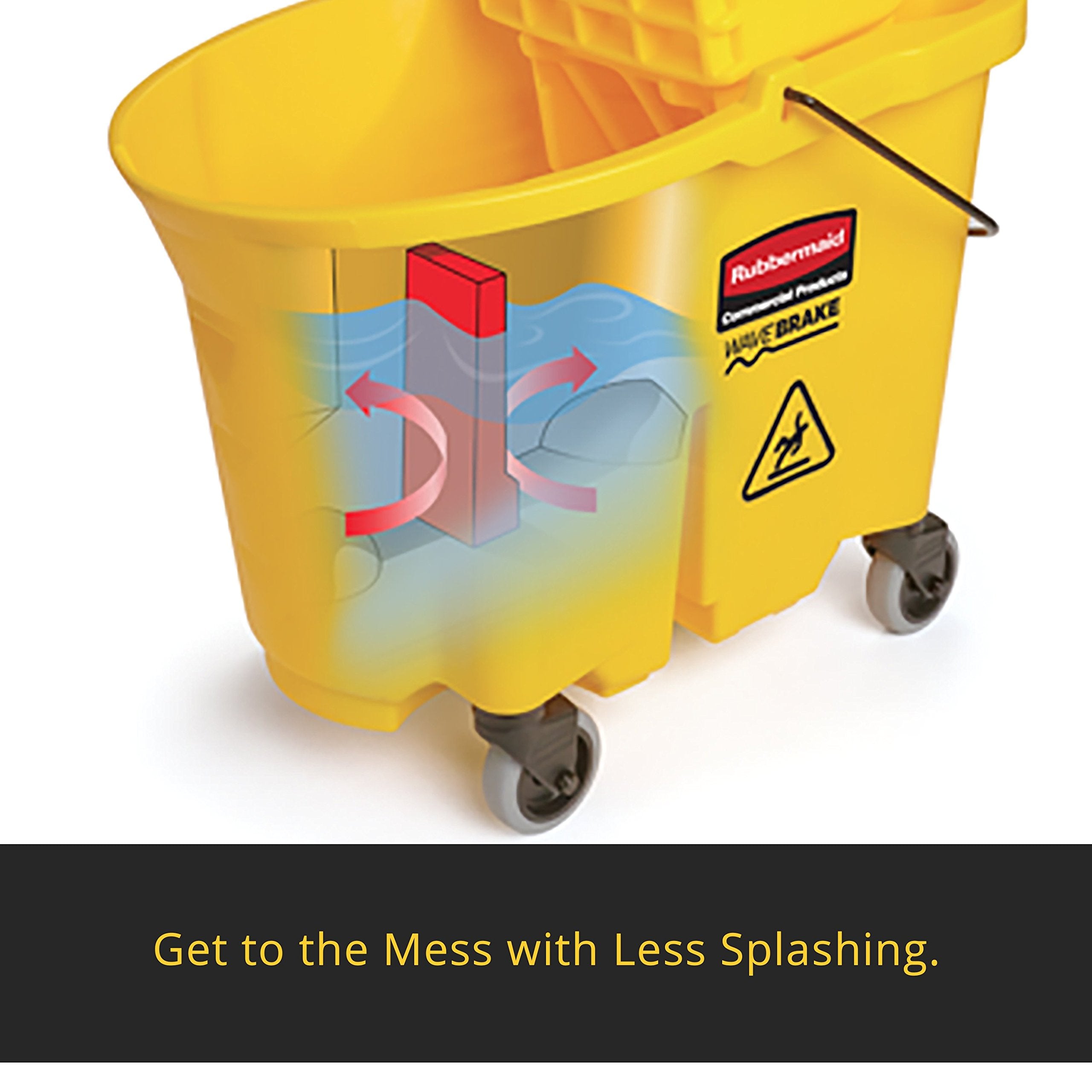 Rubbermaid Commercial Products 35 QT WaveBrake Side-Press Mop Bucket and Wringer Combo on Wheels Brown for Heavy-Duty Floor Cleaning