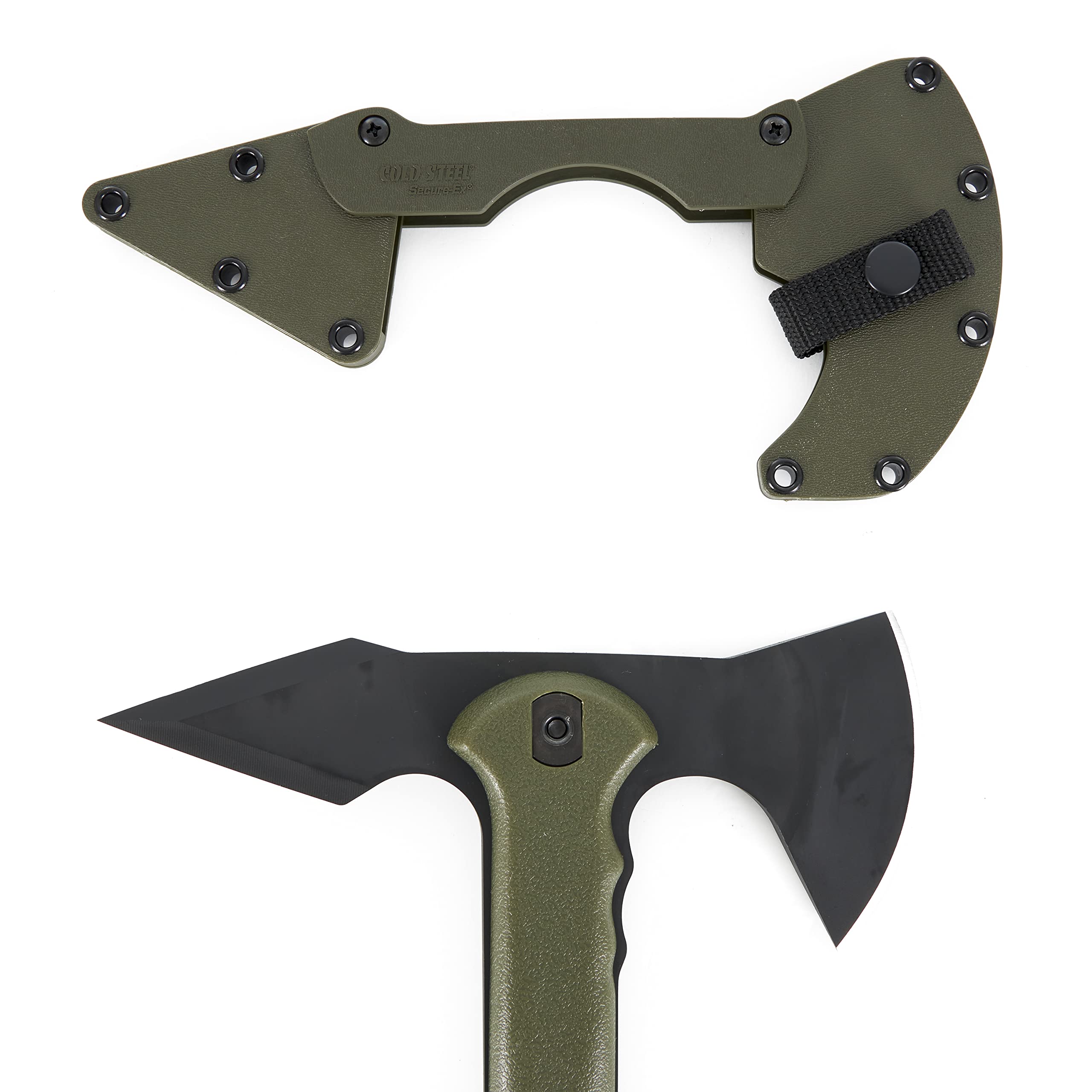 Drop Forged Cold Steel Tomahawk Survival Hatchet - Great for Camping, Survival, Outdoors and Chopping Wood, Trench Hawk - OD Green