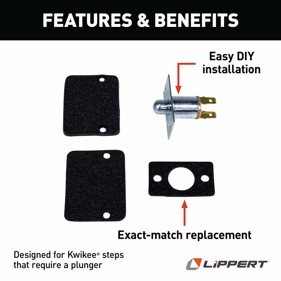 Kwikee Electric Step Replacement Plate Plunger Door Switch Lippert Components for 5th Wheel RVs, Travel Trailers and Motorhomes