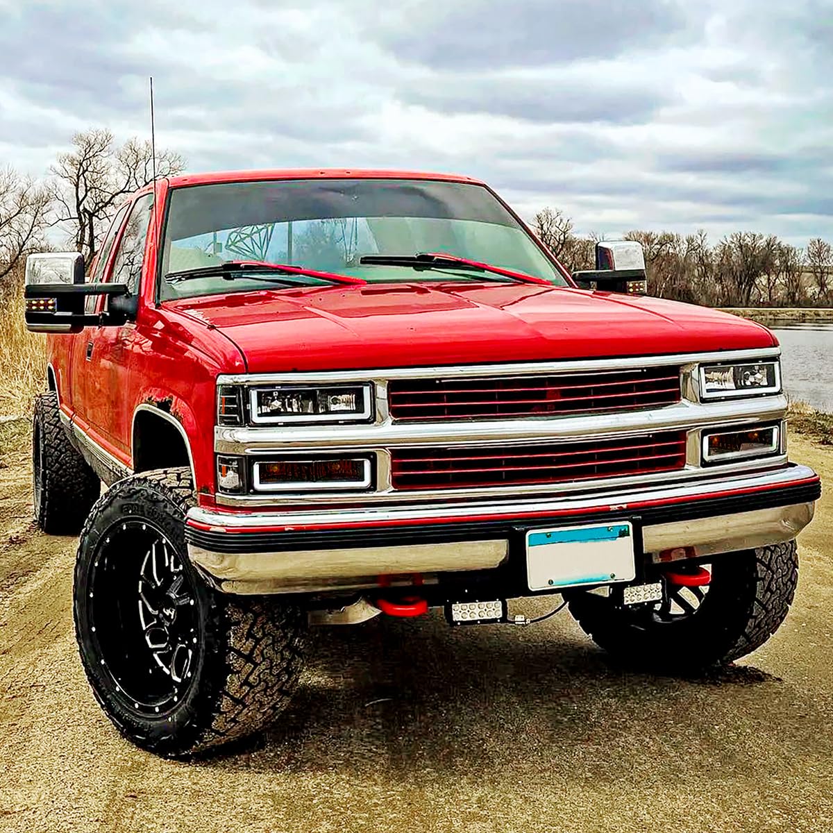 Black LED Tube Headlights + Bumper Lights + Corner Lights SPEC-D TUNING Compatible with 1988-1993 Chevy GMC C10 C/K Suburban, Left + Right Pair Headlamps Assembly