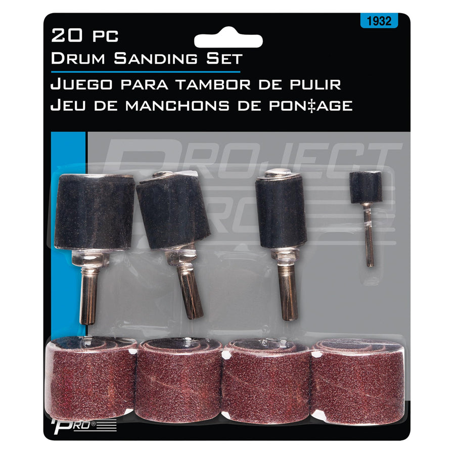20-Piece Performance Tool Drum Sanding Set - Sanding Drums and Sleeves for Rotary Tools, Woodworking, and Metalworking Applications