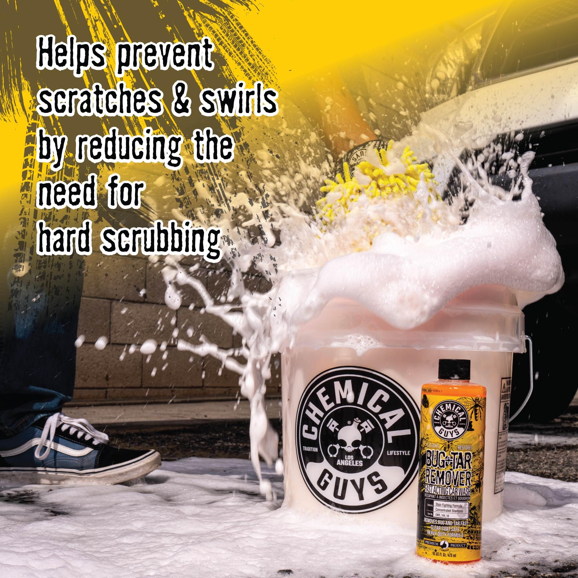 Chemical Guys Bug & Tar Wash Heavy Duty Remover Bug, Tar, Grime, Tree Sap & Bird Dropping - Safe for Paint, Glass, Chrome, Plastic & All Exterior Surfaces (128 oz/1 Gal) CWS_104