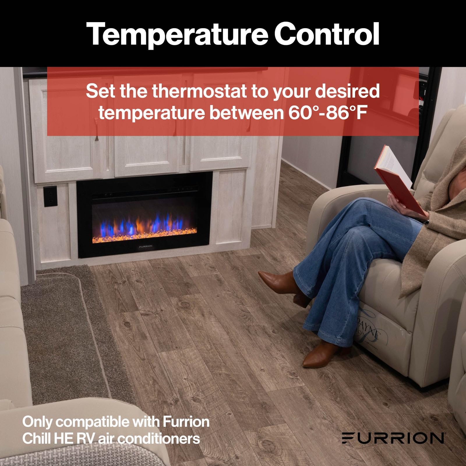 Furrion 2024042659 Lippert Enhanced Single Zone Backlit Led Wall Thermostat (R32)