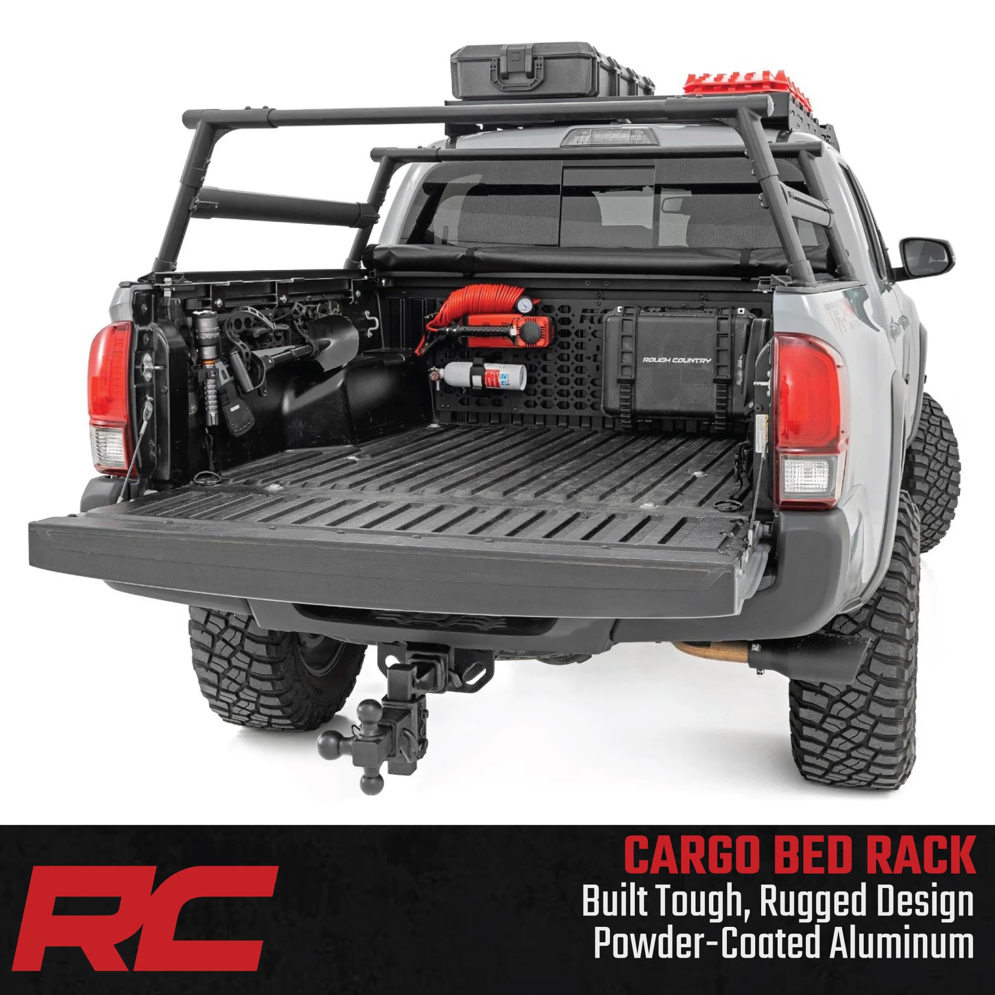 Rough Country Bed Rack Aluminum for 2005-2022 Toyota Tacoma - 73109,Black