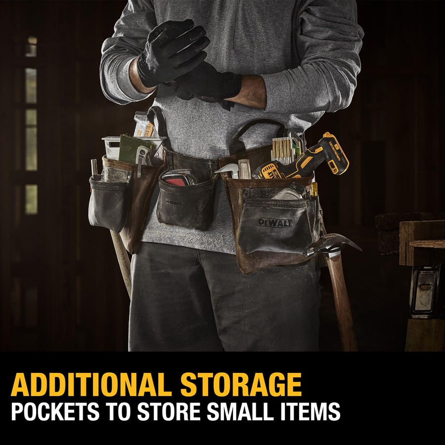 Leather DEWALT Tool Belt, Durable, 11 Pocket Professional Belt (DWST550112)
