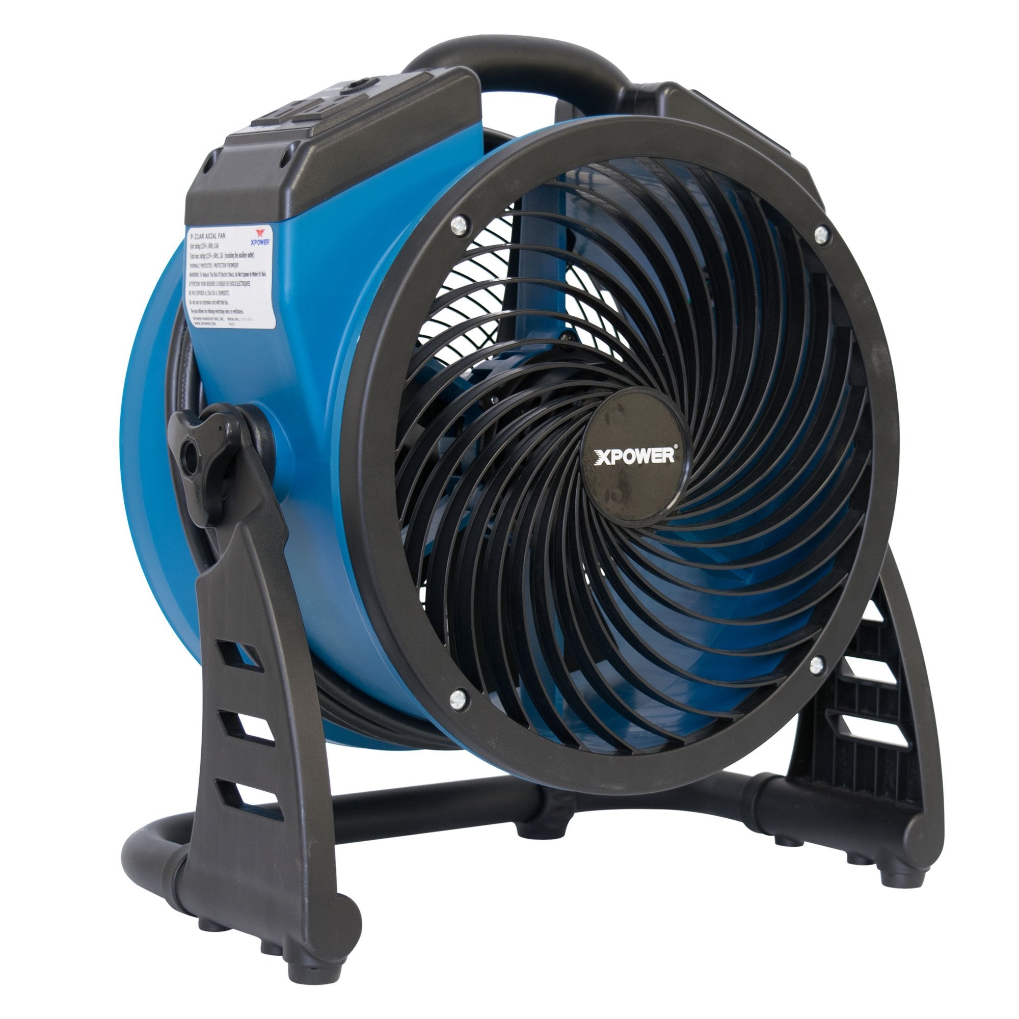 P-21AR XPOWER 11" Diameter Industrial High Velocity Axial Air Mover/Carpet Dryer/Floor Fan/Utility Blower 1100 CFM, 0.6 Amps