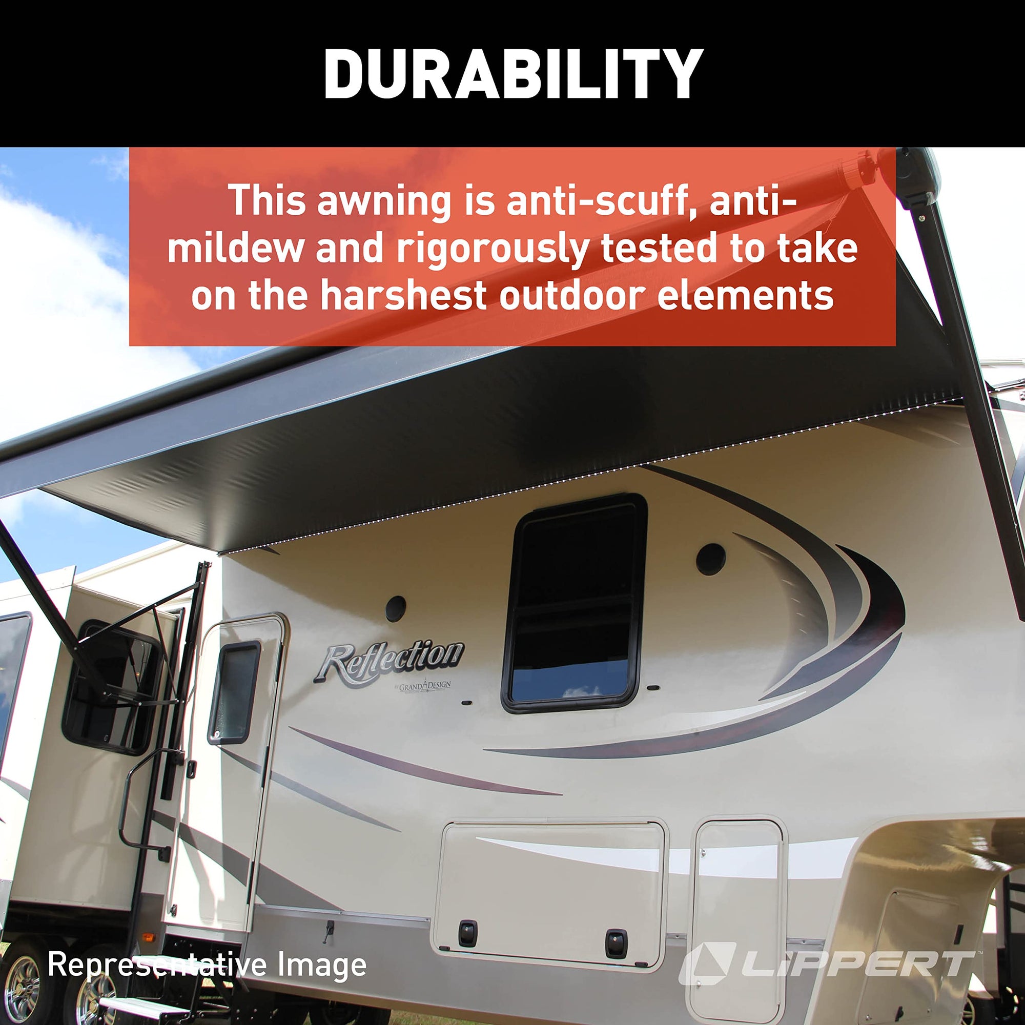 19' Solera Classic RV Awning Roller Assembly - Sand Fade (Black When Closed)