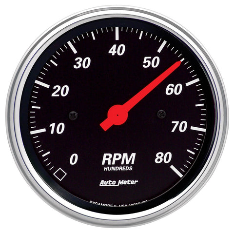 AUTO METER Designer Black Dash 1490 Electric Tachometer Chrome Bezel, 3.375 in.