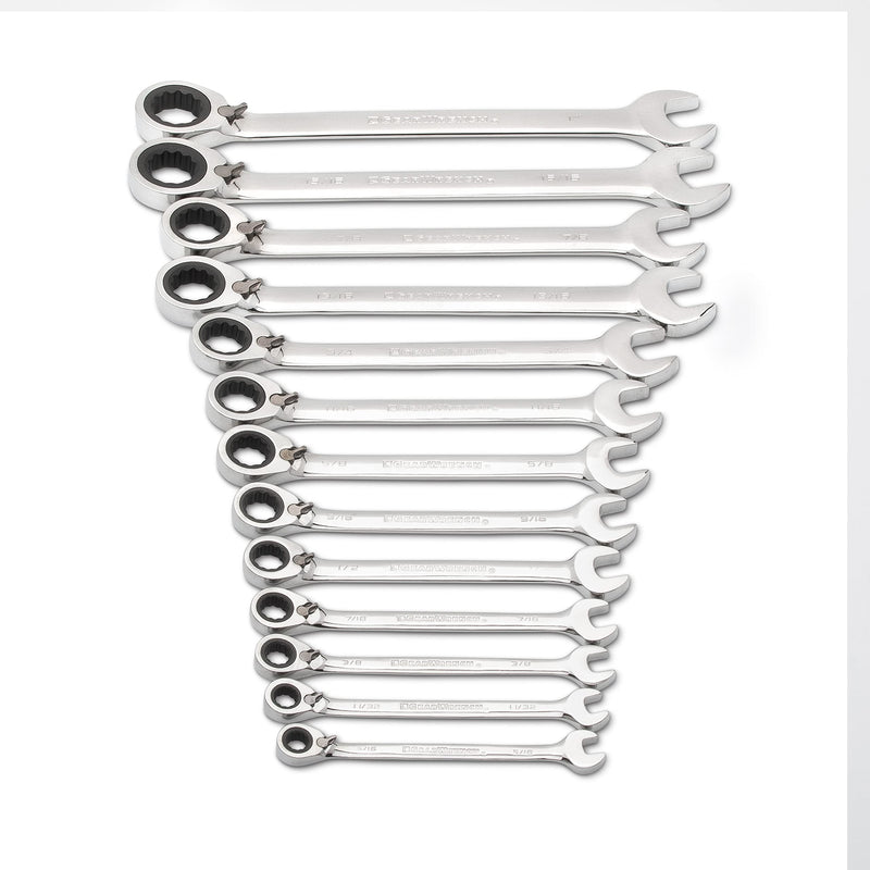 12 Pt. GEARWRENCH 13 Pc. Reversible Ratcheting Combination Wrench Set, SAE - 9509N