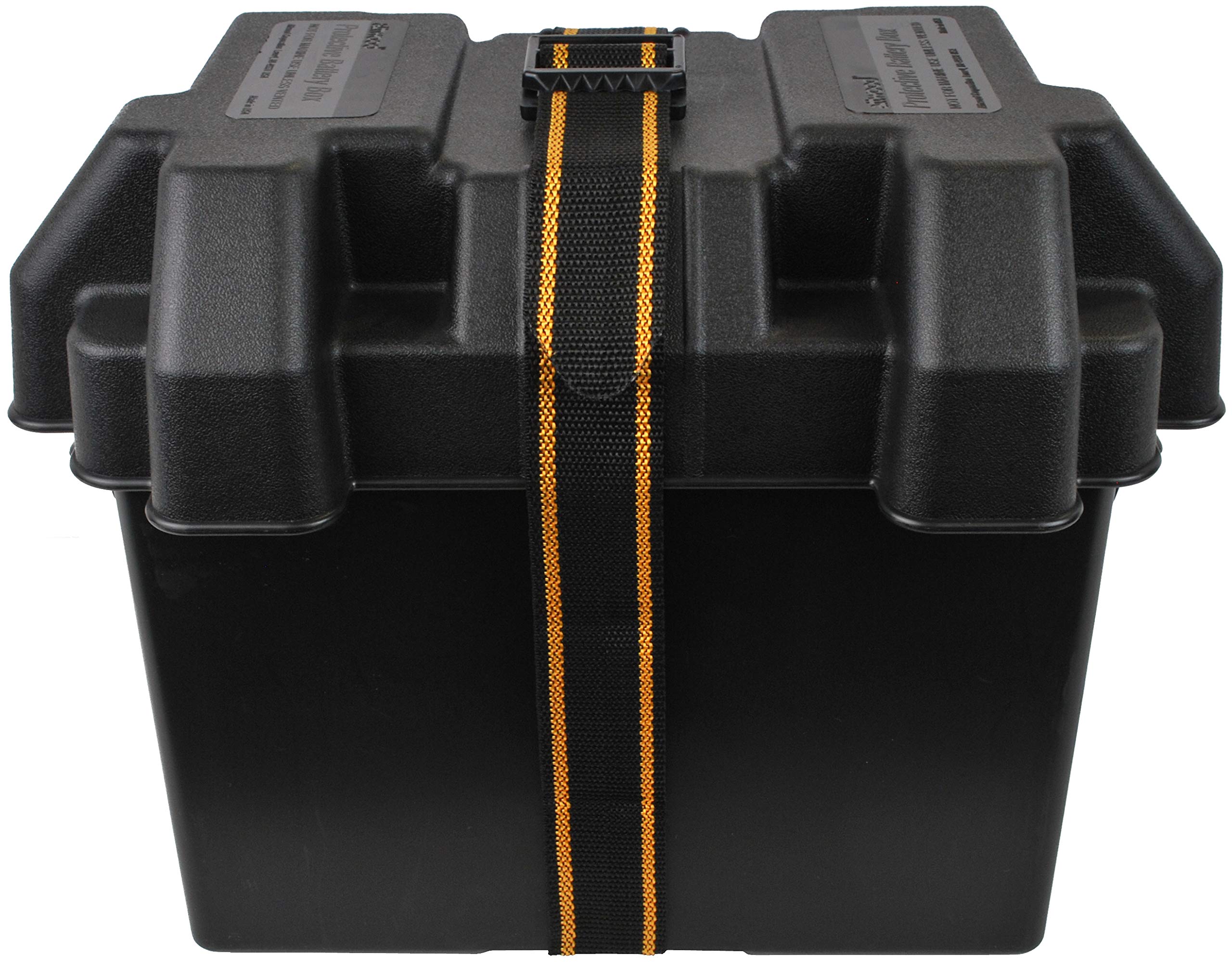 Attwood Standard Non-Vented Battery Box 9069-1 with Mounting Strap, Fits Group 24 Batteries, Black