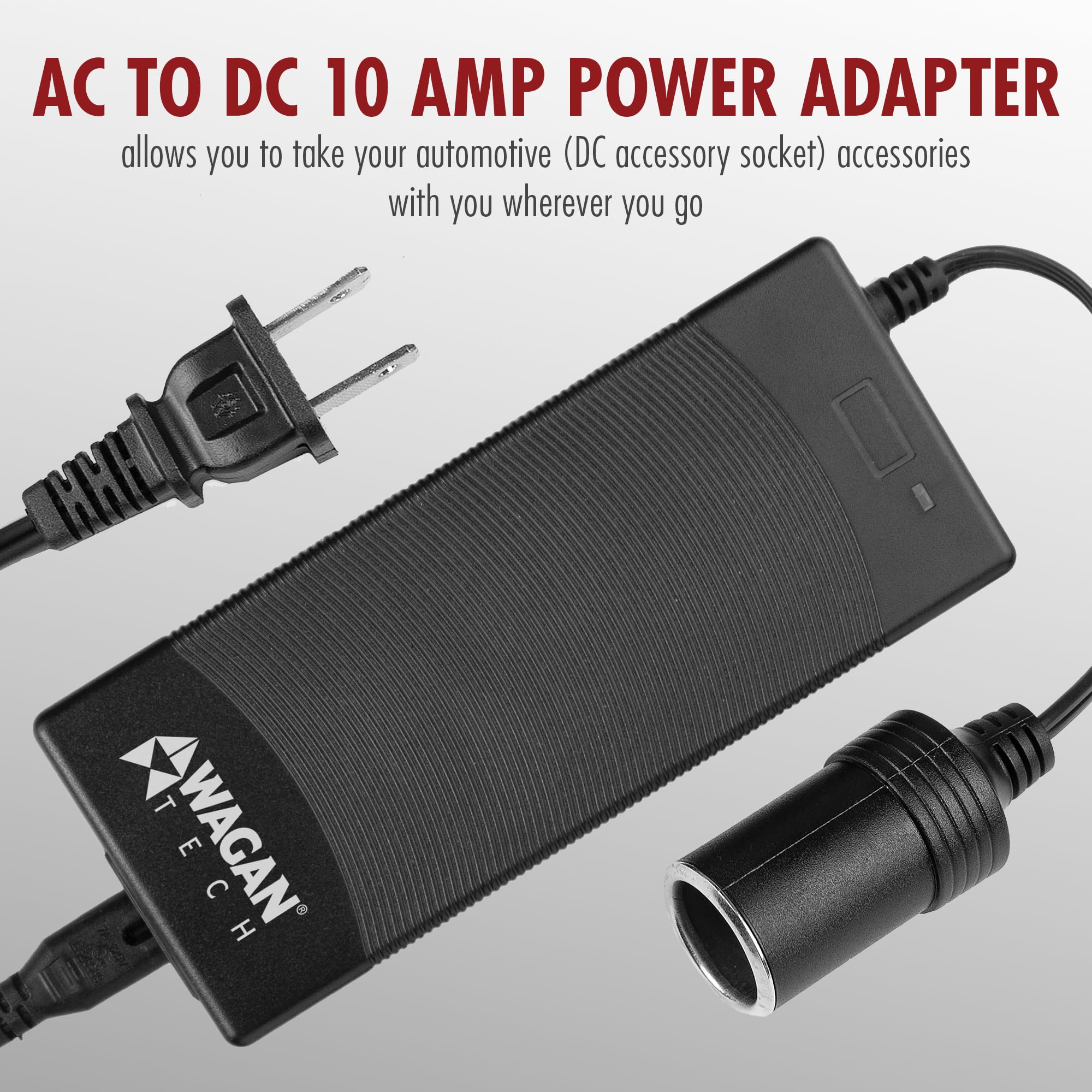Wagan 10 Amp EL9904 110V 240V AC to DC Power Adapter 100-240V 10A to 12V Car Cigarette Lighter Socket AC/DC Power Converter