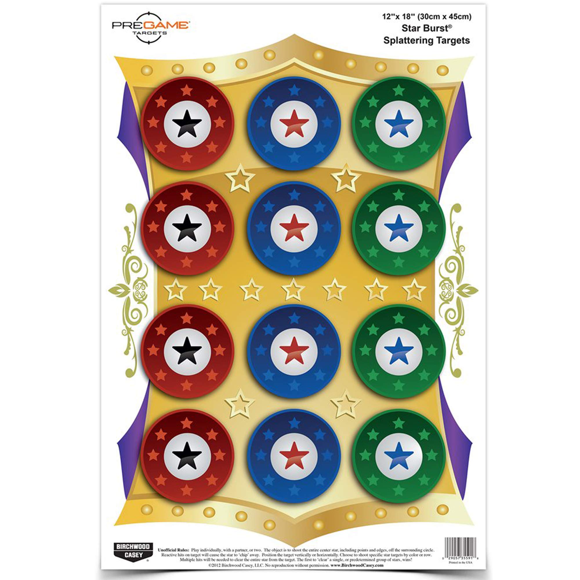 Pregame Birchwood Casey Star Burst 12x18 Target 8PK