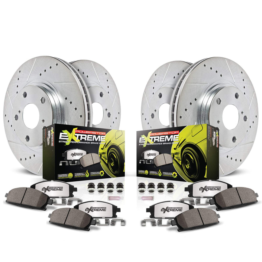 Power Stop Z26 K8611-26 Front and Rear Brake Kit- Brake Rotors & Carbon Ceramic Brake Pads For Toyota 86 2019-2020 [Model Specific]