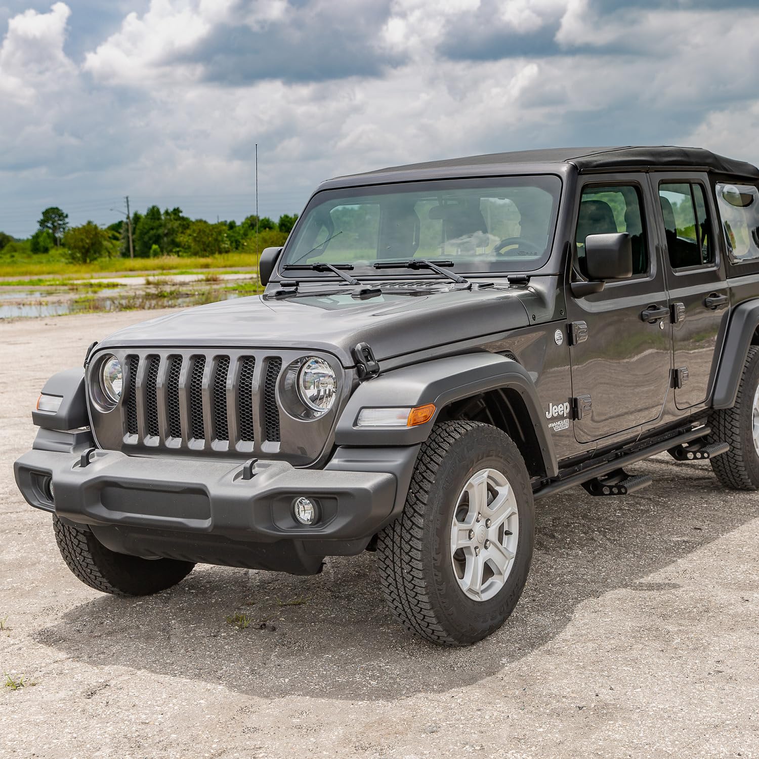 RKR Step System N-Fab for Jeep Wrangler JK | Cab Length, Tubular Steel, Textured Black | J072RKRS2 | Fits 2007-2018 Jeep Wrangler JK 2 Door All, SRW Gas.