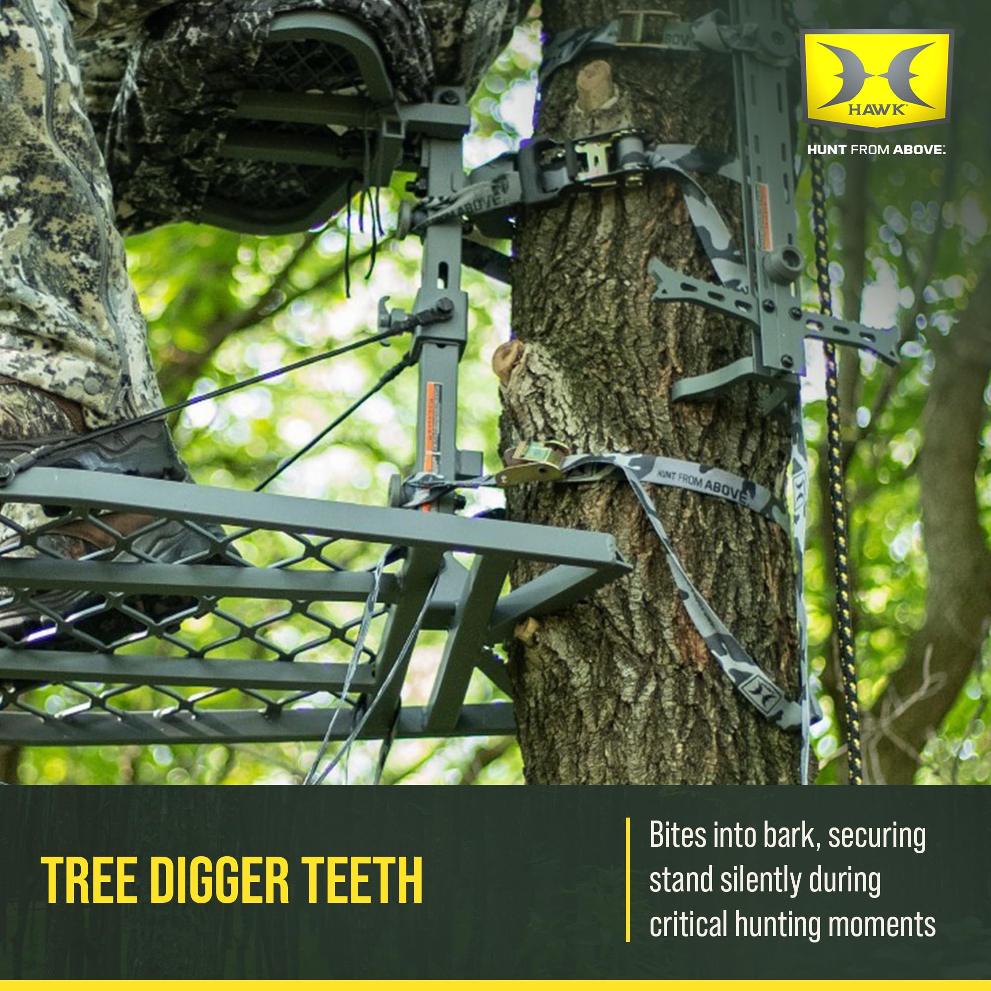 Hawk Hang-On Ultra Lite, Lightweight Tree Stand Hunting Gear with Memory Foam Seat, Foot Rest for Mobile Hunters, Quiet Step, 27.25 x 20.5 Inch
