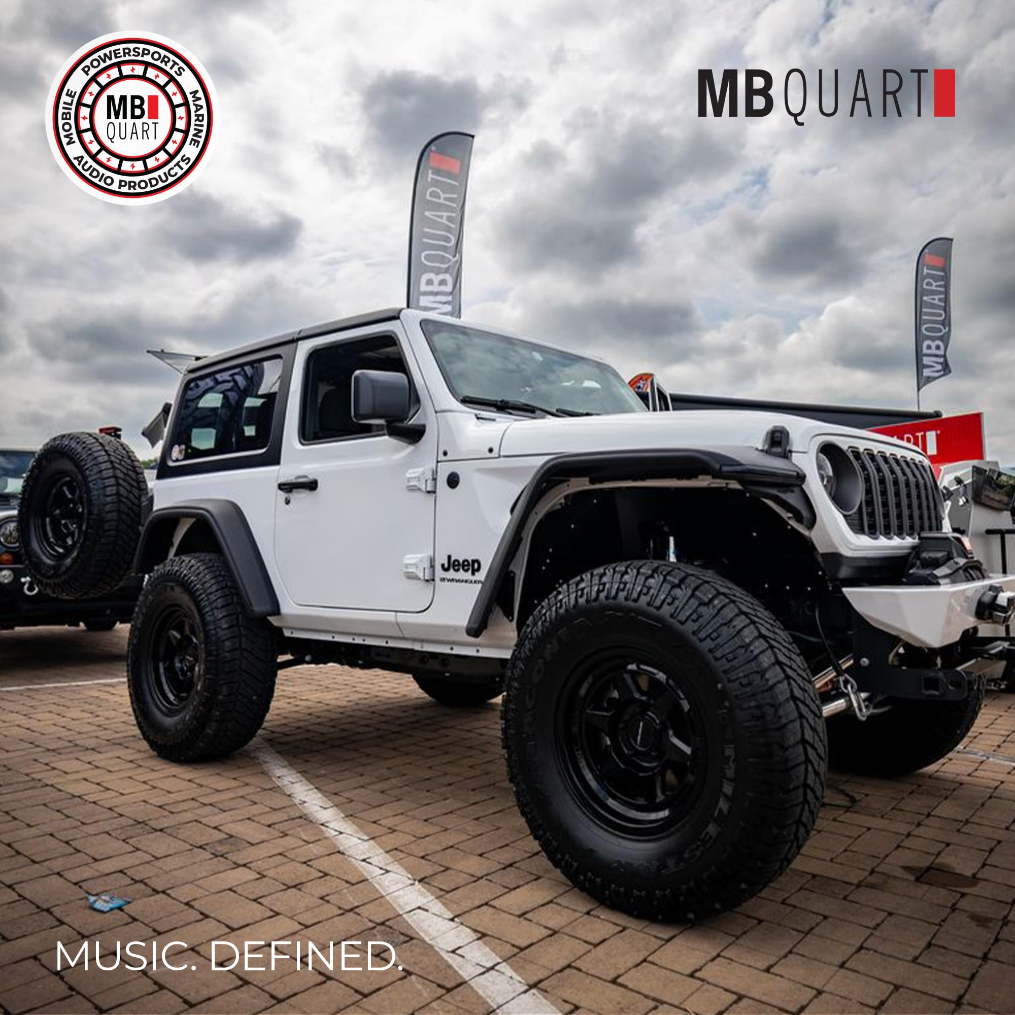 Tuned Dual MB Quart 8 Inch Subwoofer System Compatible with Jeep Gladiator, Wiring, Enclosure, and 400 Watt Amplifier, MBQJT-SUBA-1